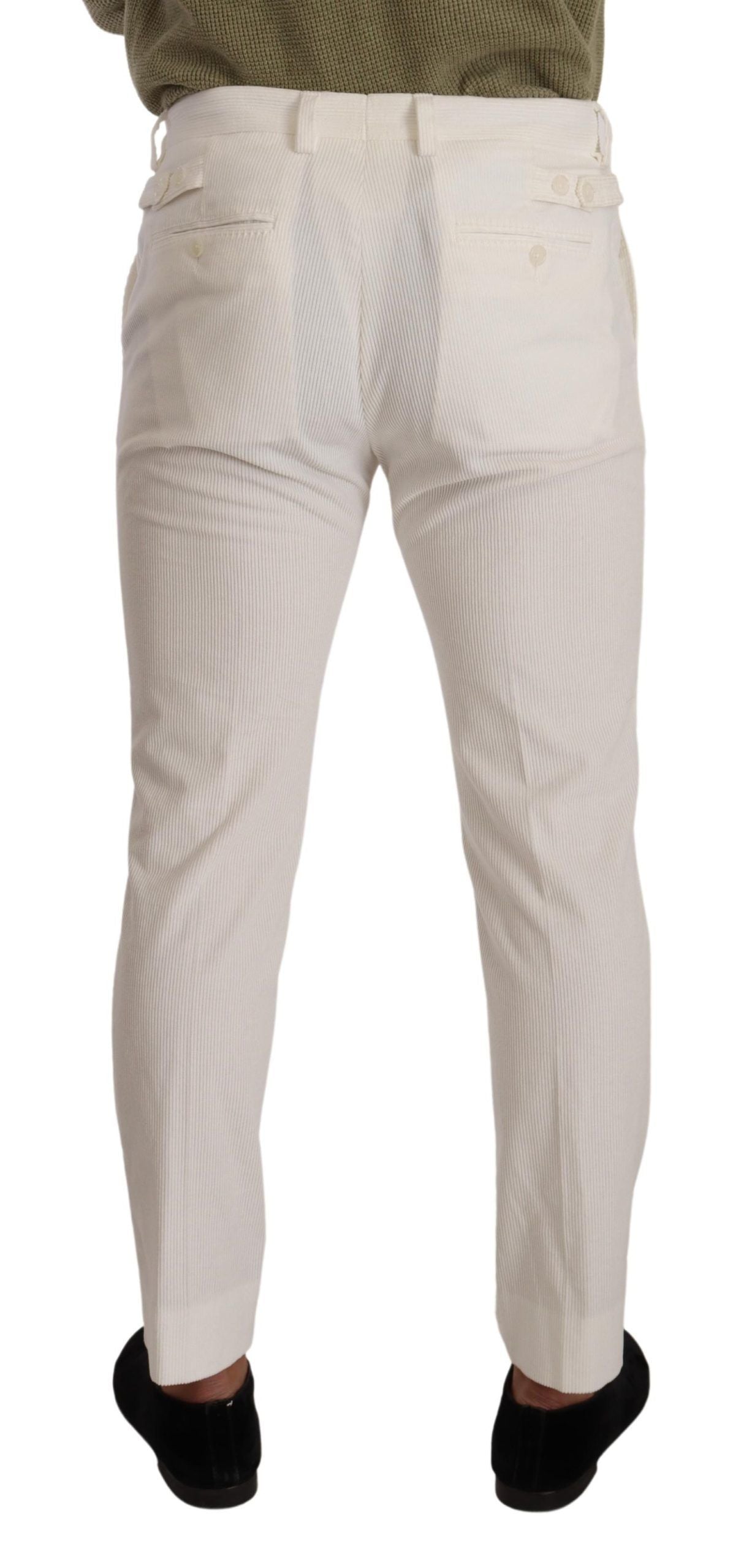 Dolce & Gabbana White Skinny Corduroy Trousers in Cotton-2