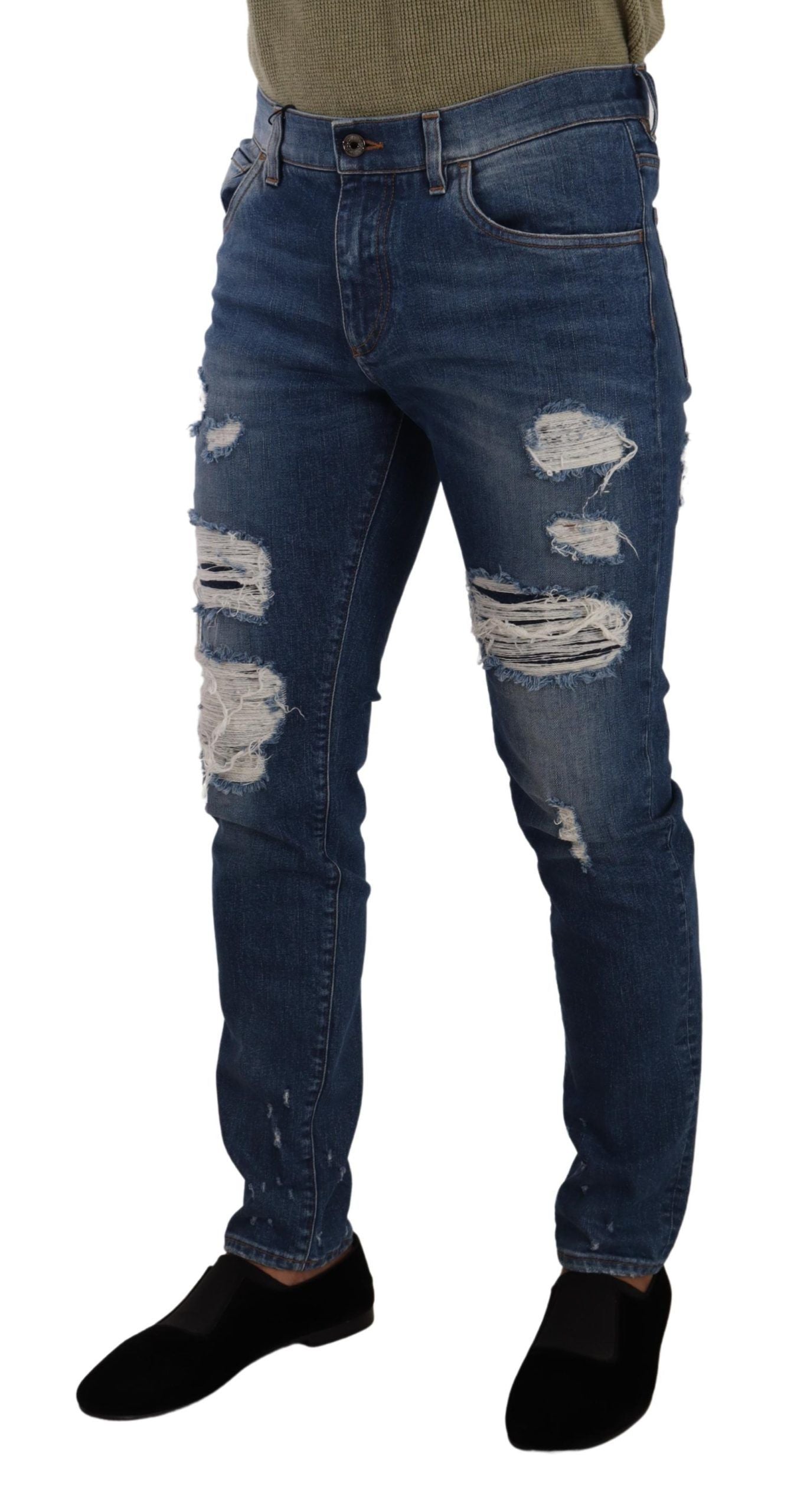 Dolce & Gabbana Blue Wash Cotton Stretch Slim Fit Denim Jeans-2