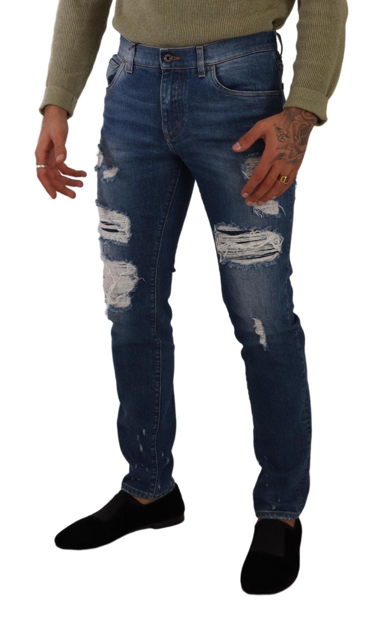 Dolce & Gabbana Blue Wash Cotton Stretch Slim Fit Denim Jeans-4