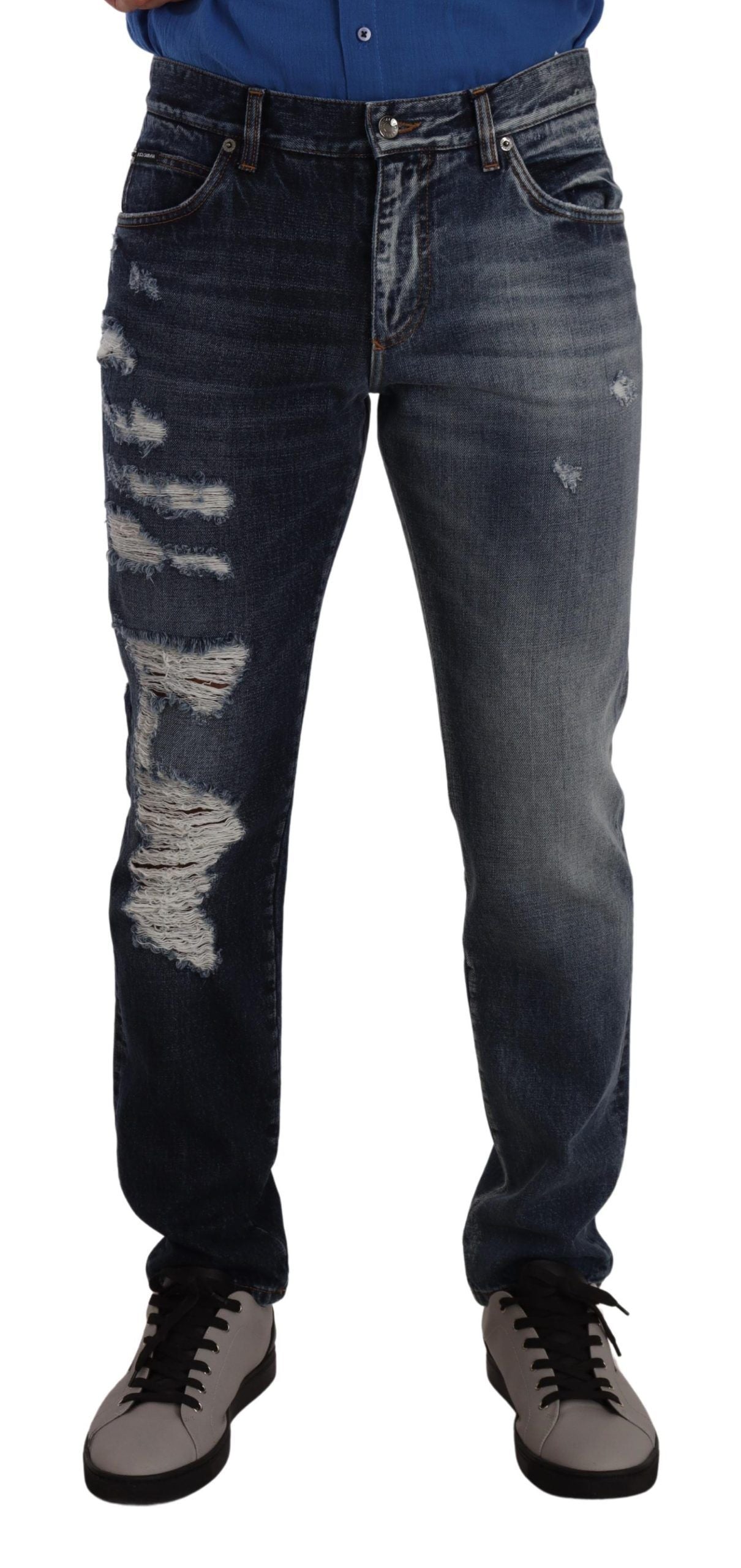 Dolce & Gabbana Blue Cotton Denim Trousers Regular Jeans