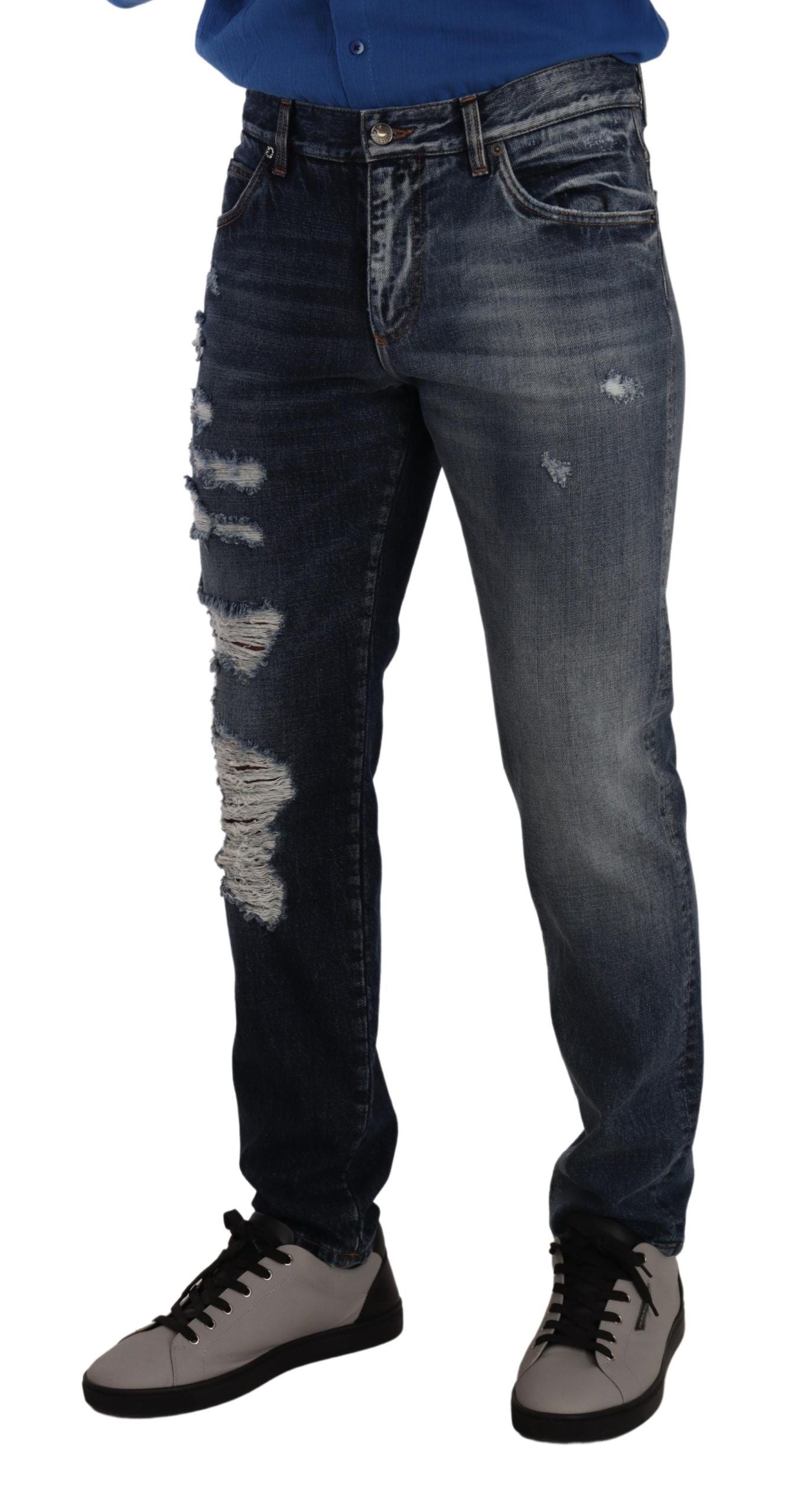 Dolce & Gabbana Blue Cotton Denim Trousers Regular Jeans-2