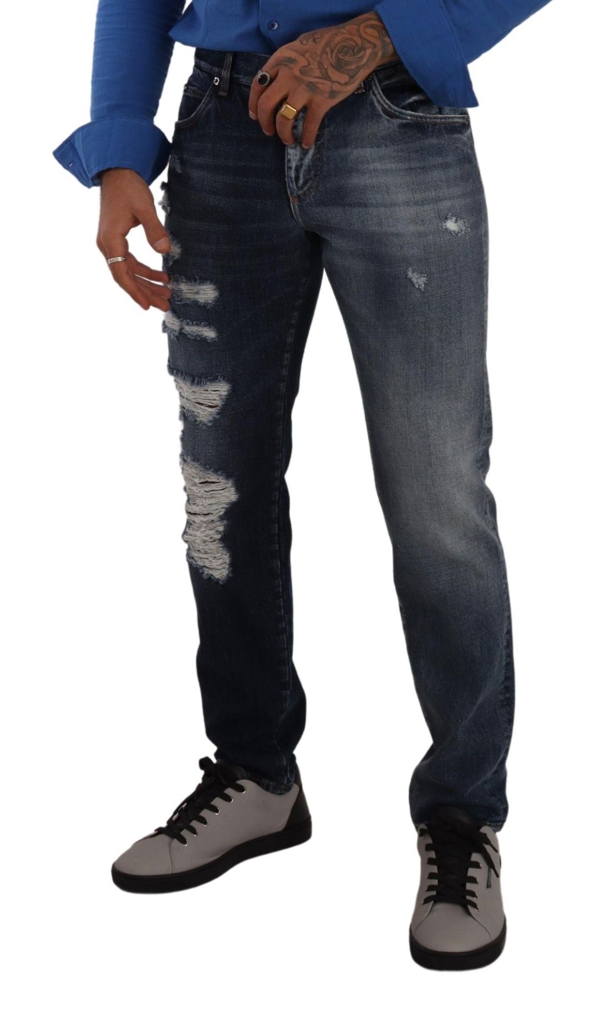 Dolce & Gabbana Blue Cotton Denim Trousers Regular Jeans-3