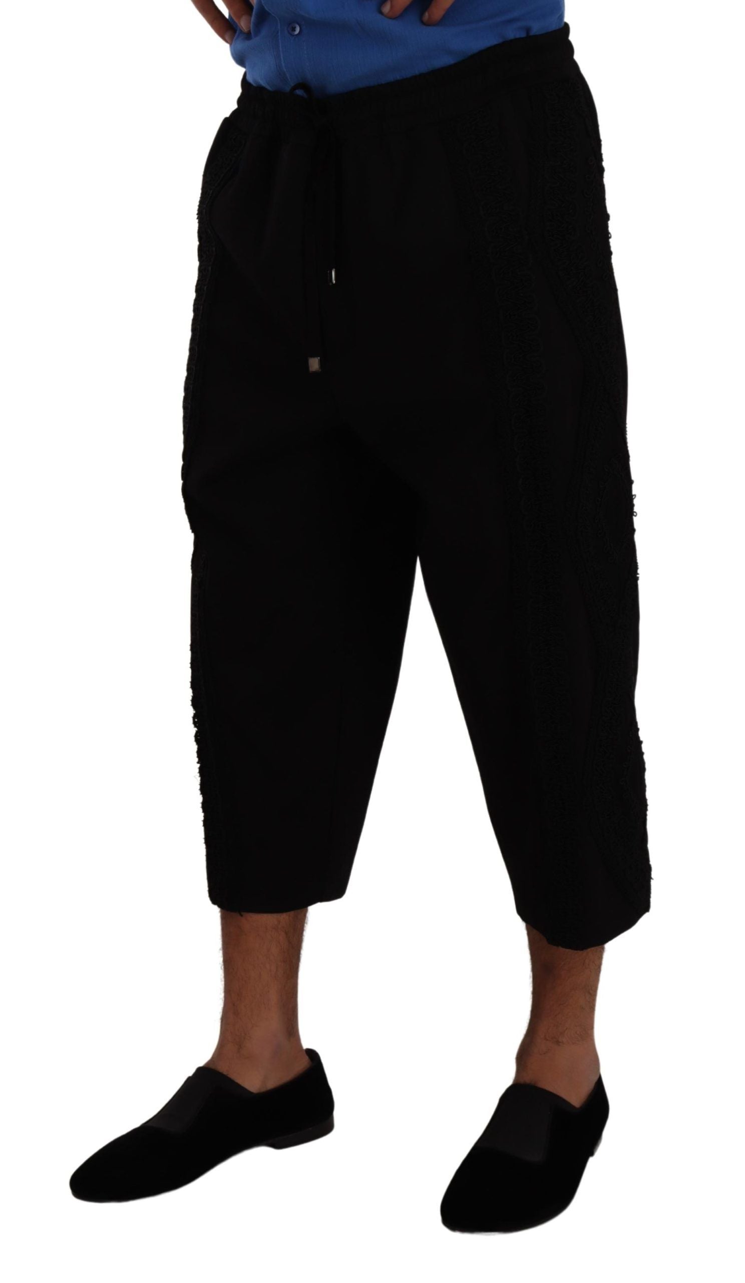 Dolce & Gabbana Black Cotton Torero Sweatpants Shorts Trousers-2