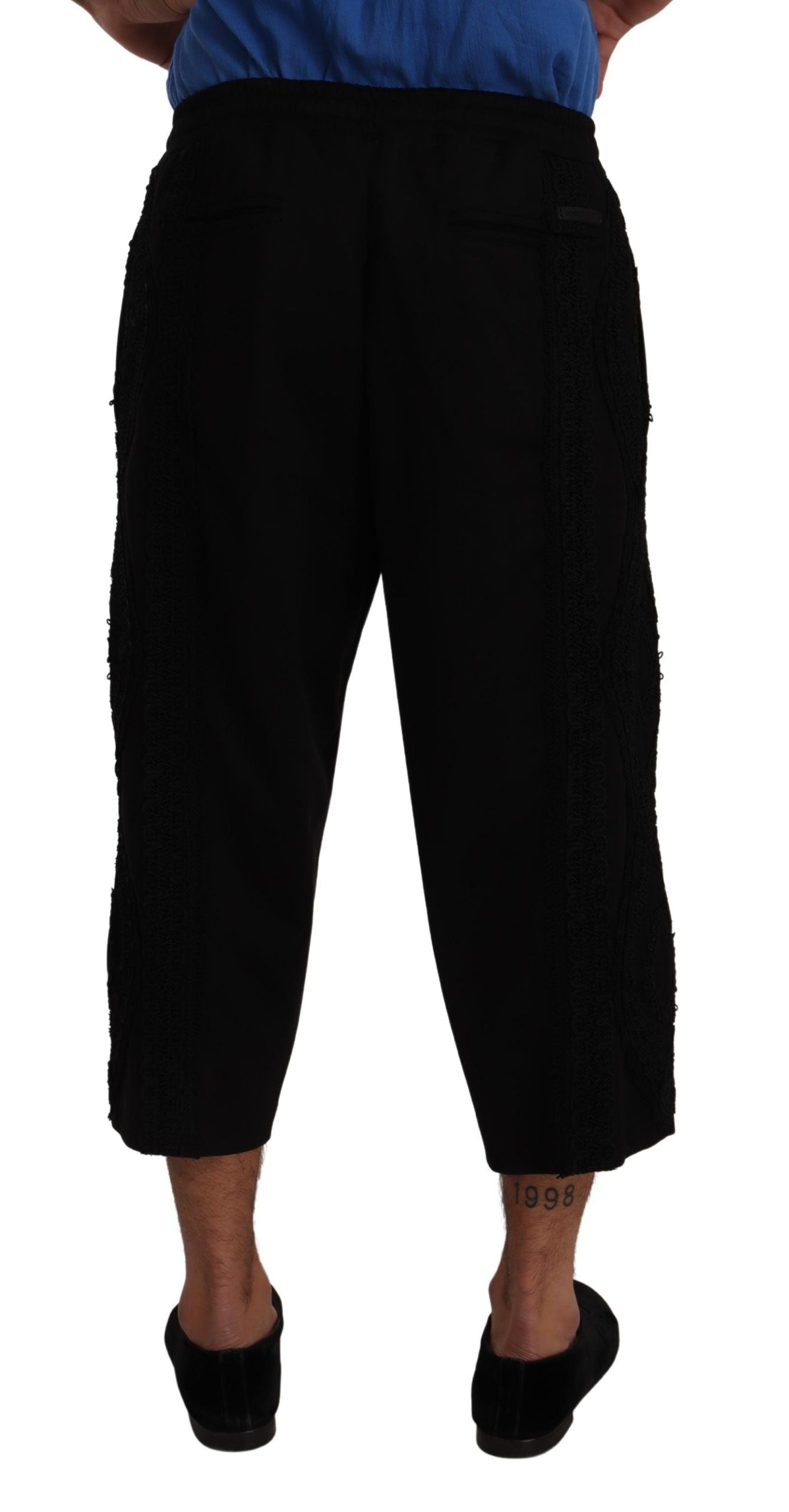 Dolce & Gabbana Black Cotton Torero Sweatpants Shorts Trousers-3