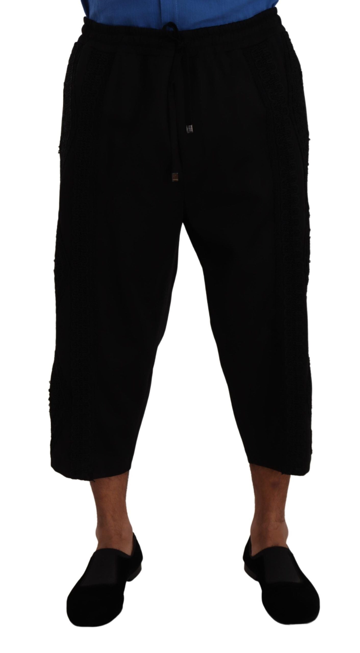 Dolce & Gabbana Black Cotton Torero Sweatpants Shorts Trousers