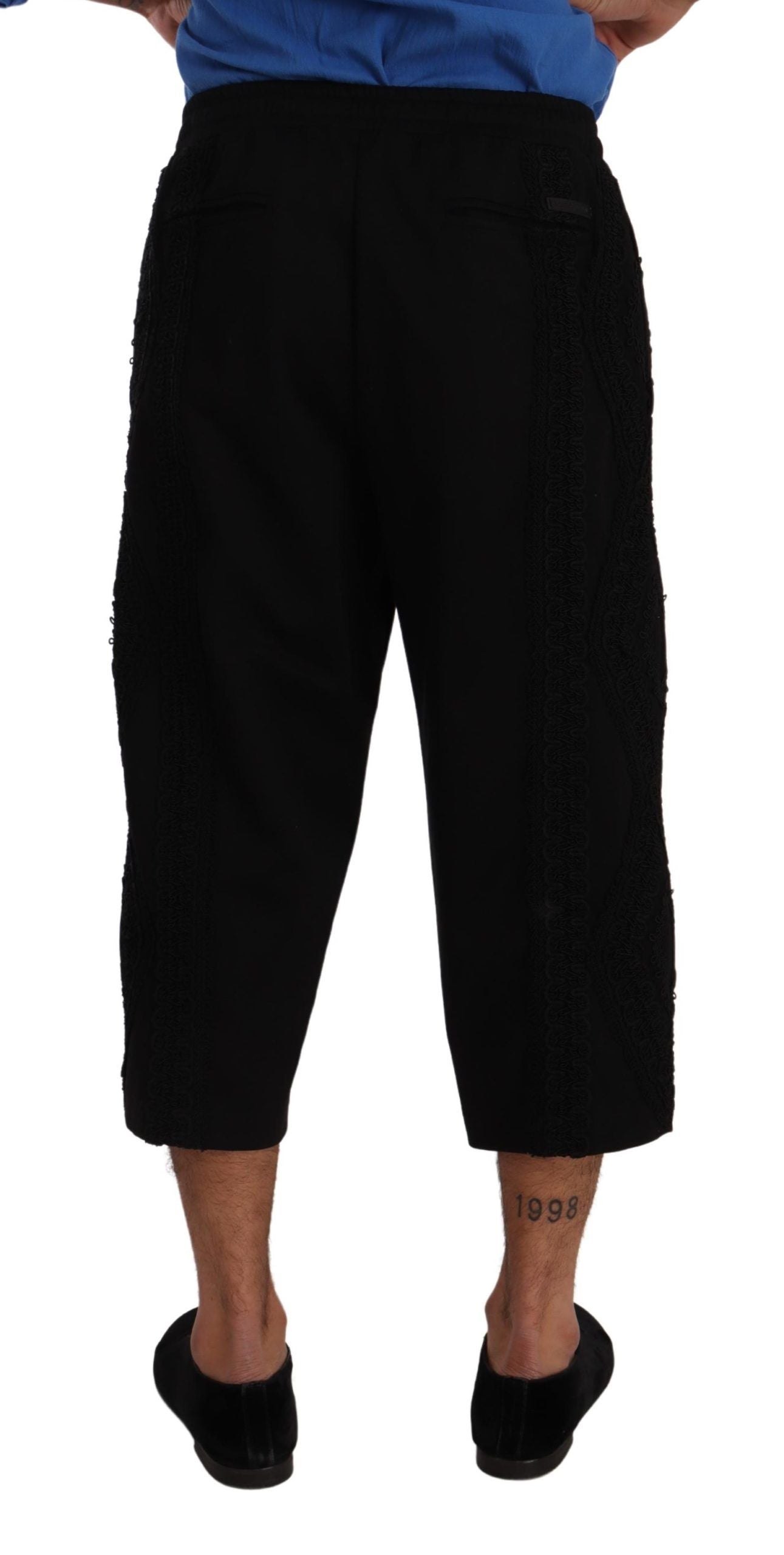 Dolce & Gabbana Black Cotton Torero Trousers with Short Legs-3