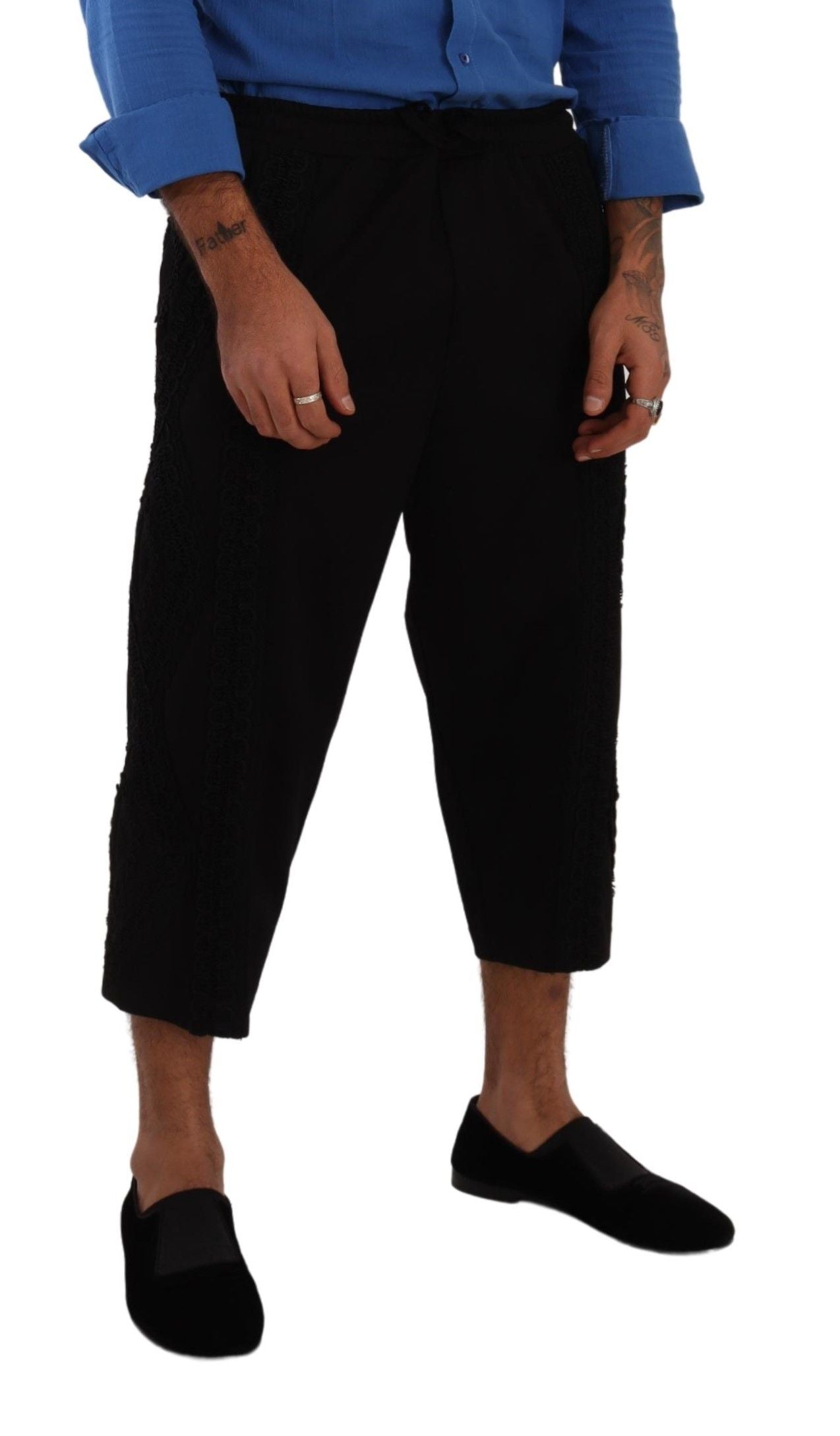Dolce & Gabbana Black Cotton Torero Trousers with Short Legs-4