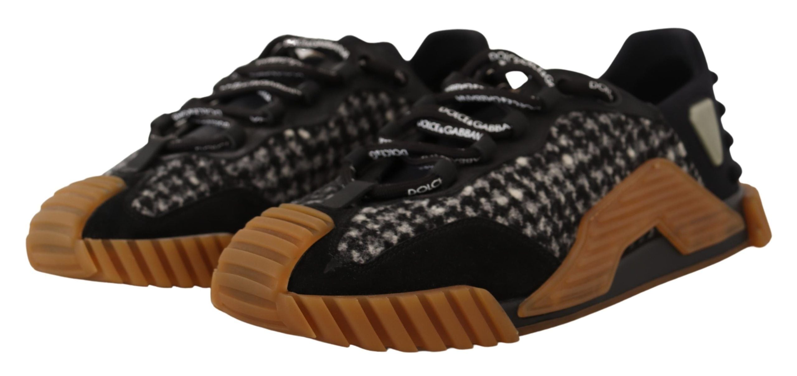 Dolce & Gabbana Black and White Fabric Lace-Up Sneakers NS1-2