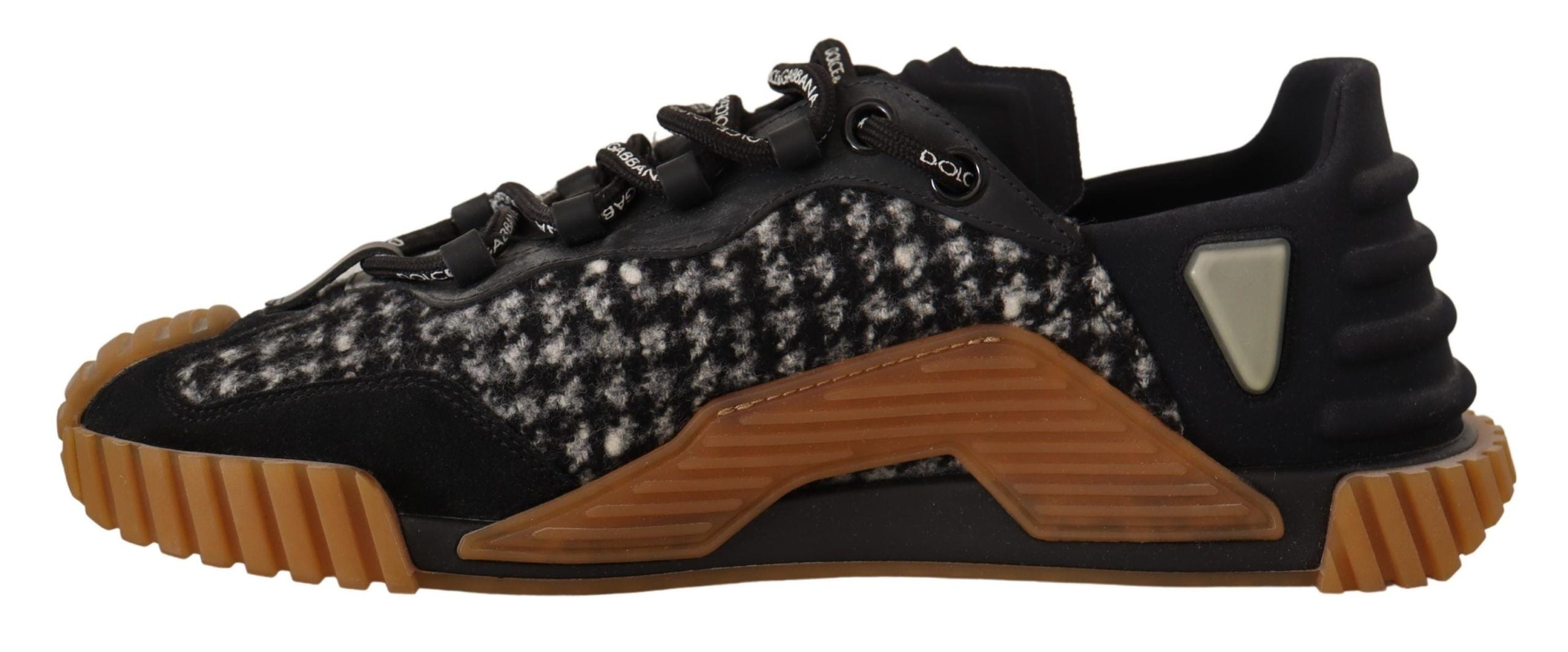 Dolce & Gabbana Black and White Fabric Lace-Up Sneakers NS1-4