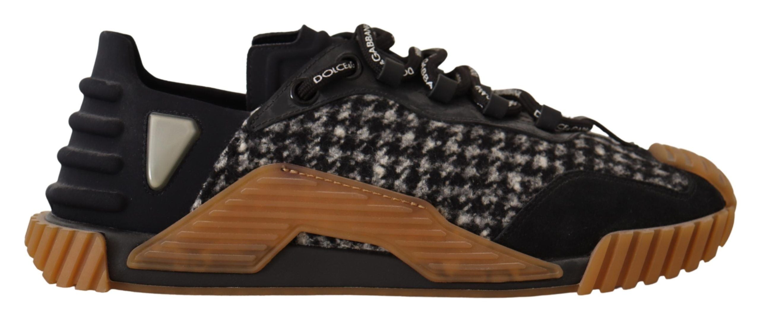 Dolce & Gabbana Black and White Fabric Lace-Up Sneakers NS1