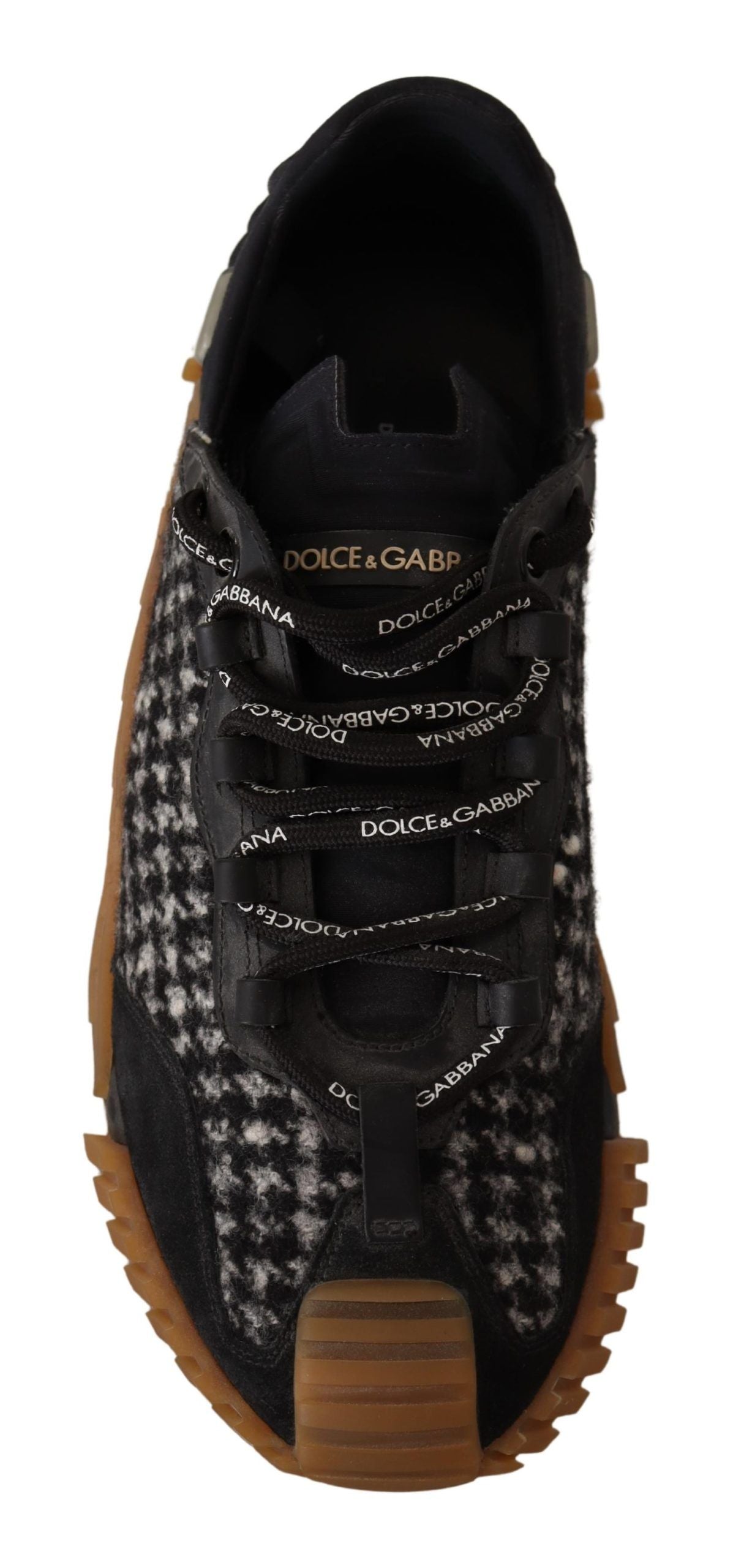 Dolce & Gabbana Black and White Fabric Lace-Up Sneakers NS1-7