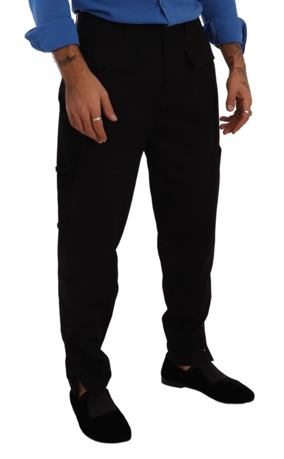 Dolce & Gabbana Black Cotton Stretch Cargo Trousers-4