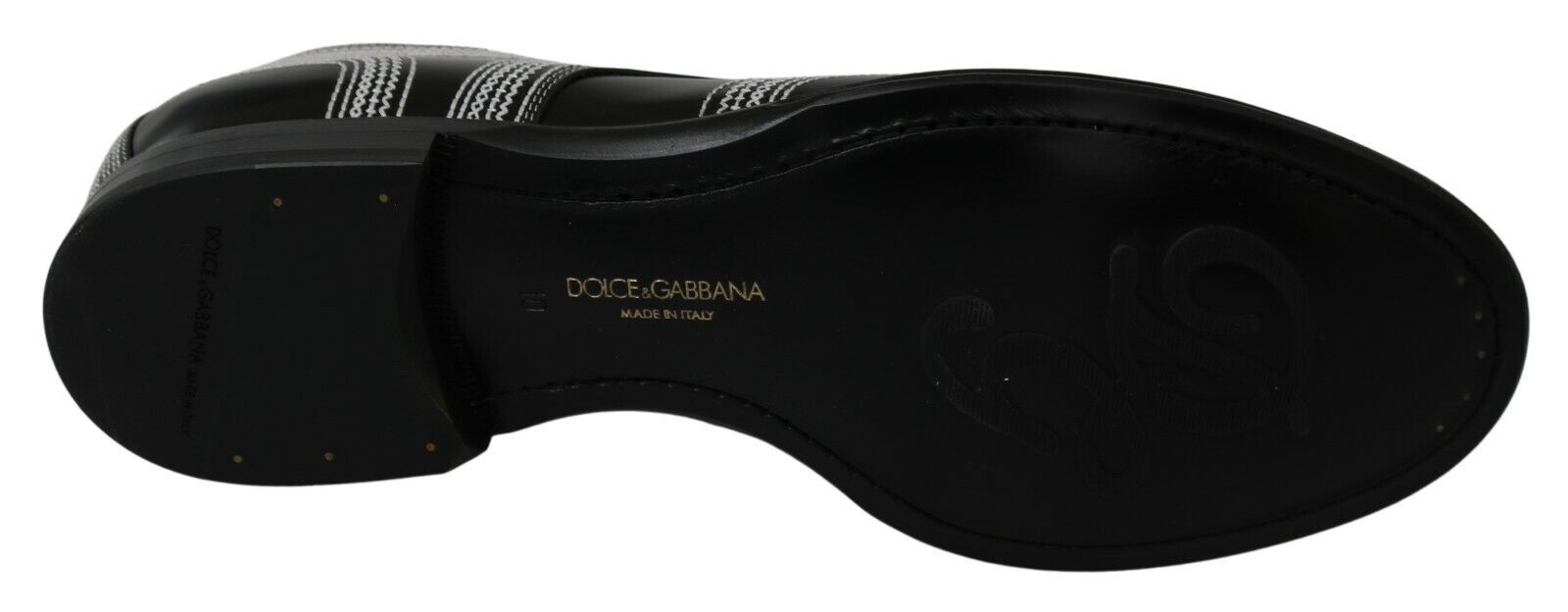 Dolce & Gabbana Black Leather Derby Formal White Pointed Shoes-3