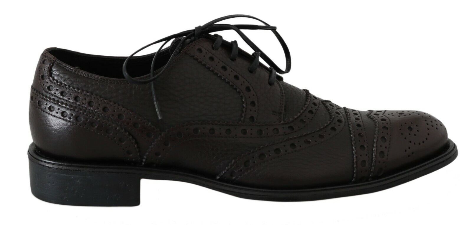 Dolce & Gabbana Brown Leather Wingtip Derby Formal Shoes-1