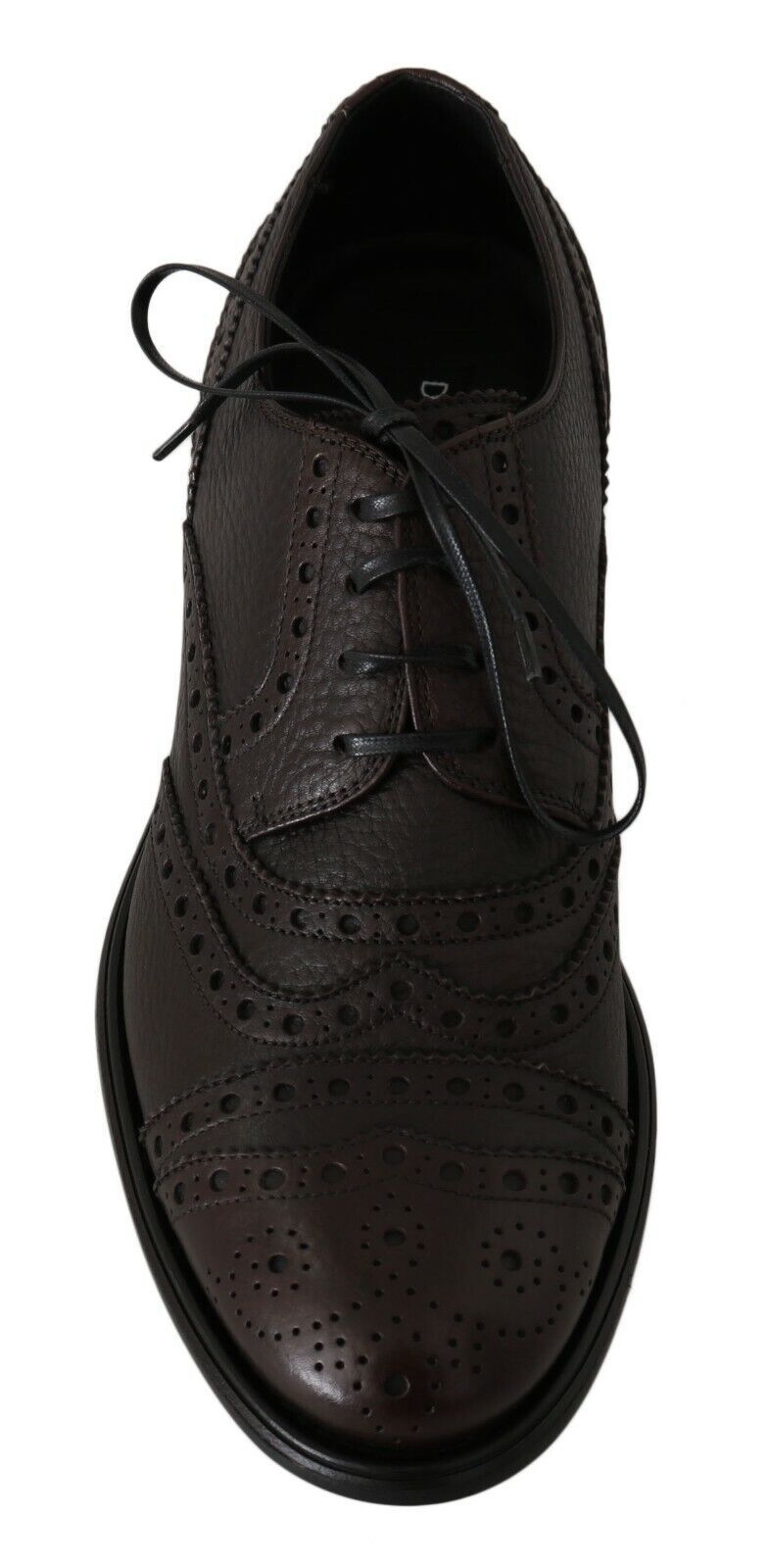 Dolce & Gabbana Brown Leather Wingtip Derby Formal Shoes-4