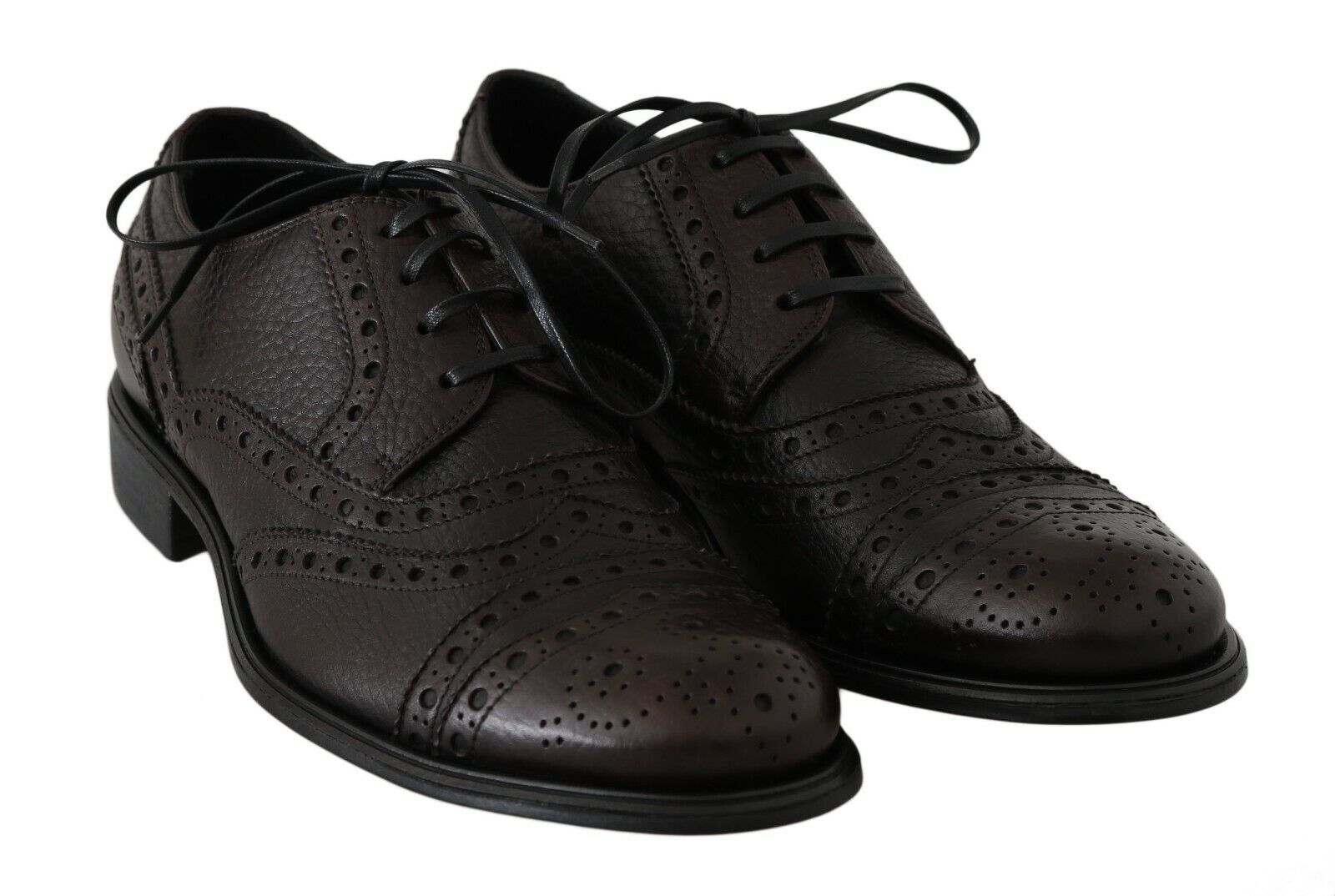 Dolce & Gabbana Brown Leather Wingtip Derby Formal Shoes-6