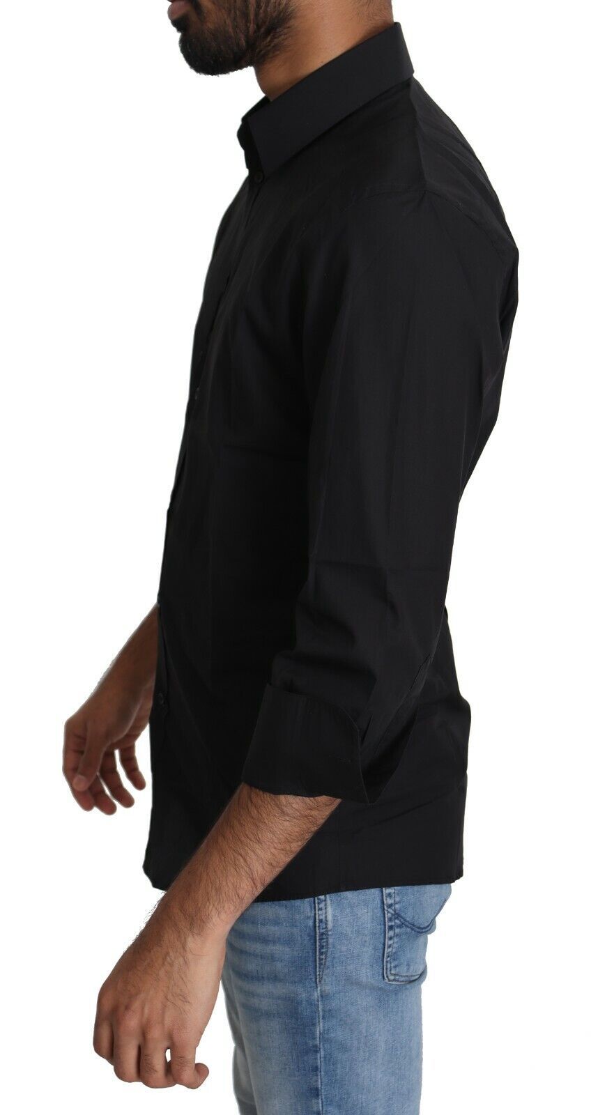 Dolce & Gabbana Black Cotton Shirt Formal Dress Men Top Shirt-2