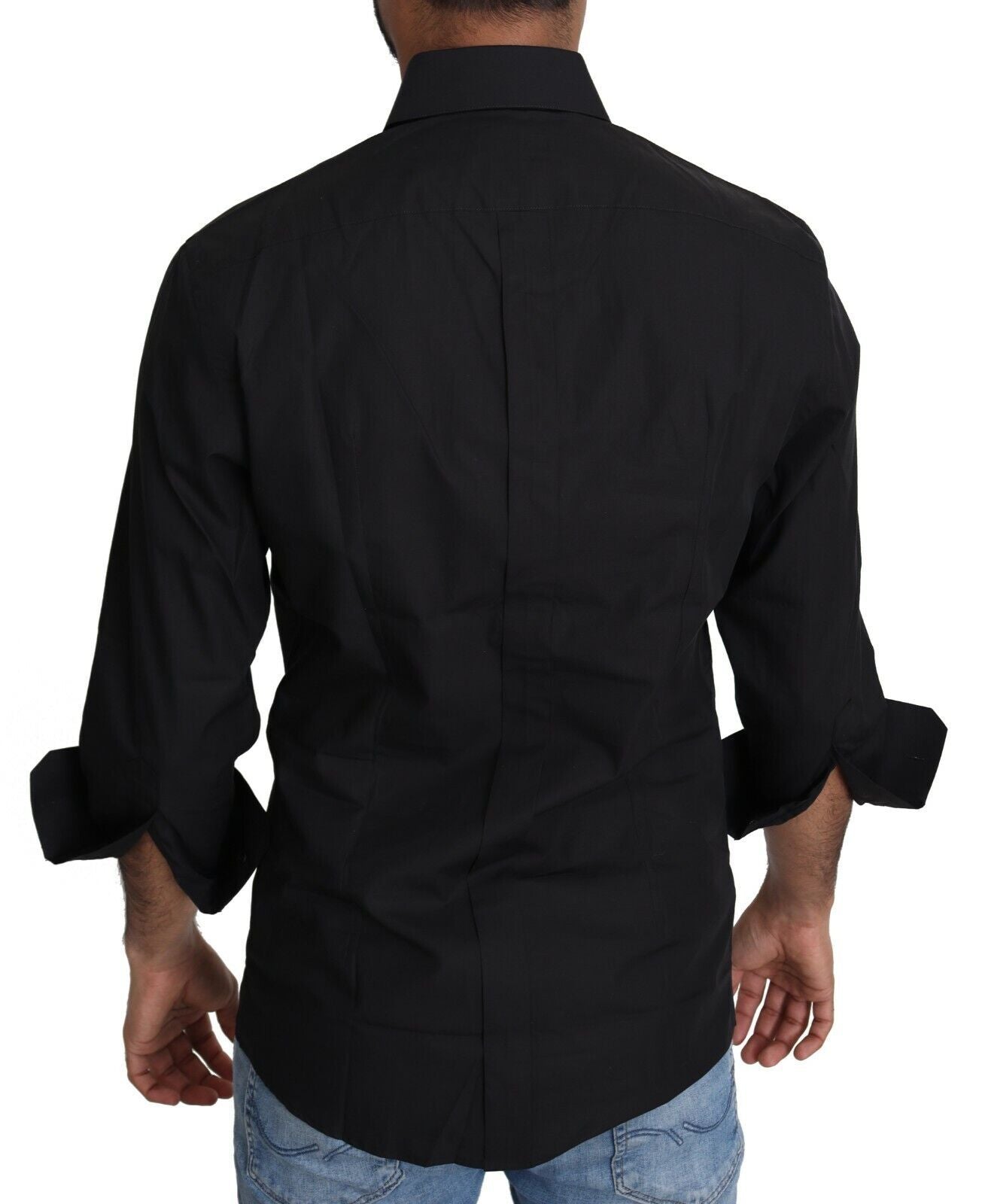 Dolce & Gabbana Black Cotton Shirt Formal Dress Men Top Shirt-3