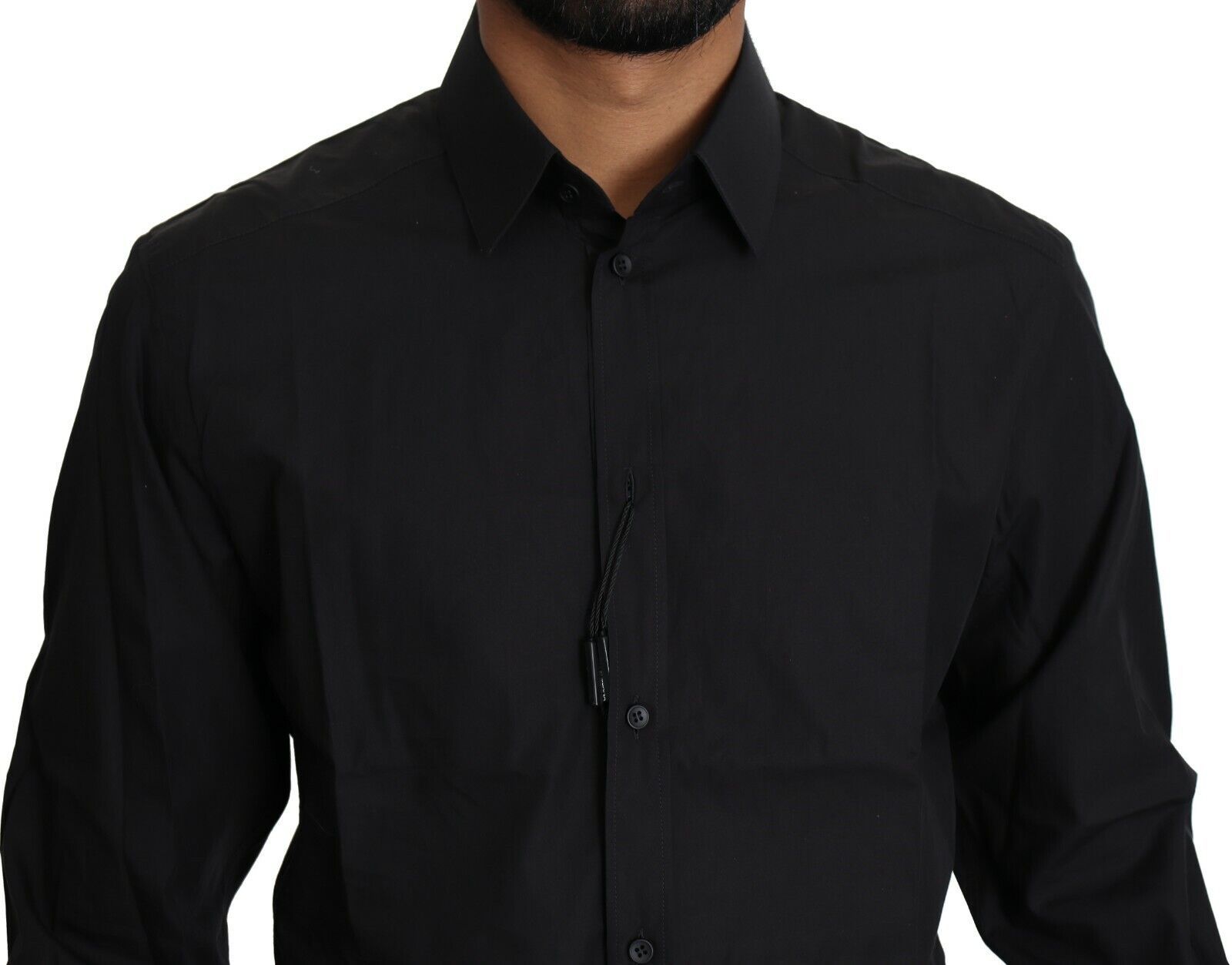 Dolce & Gabbana Black Cotton Shirt Formal Dress Men Top Shirt-4