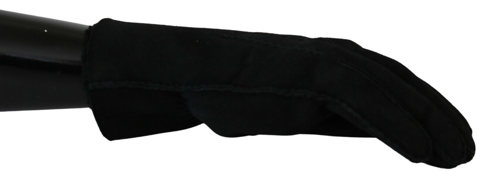 Dolce & Gabbana Black Leather Motorcycle Biker Mittens Gloves-3