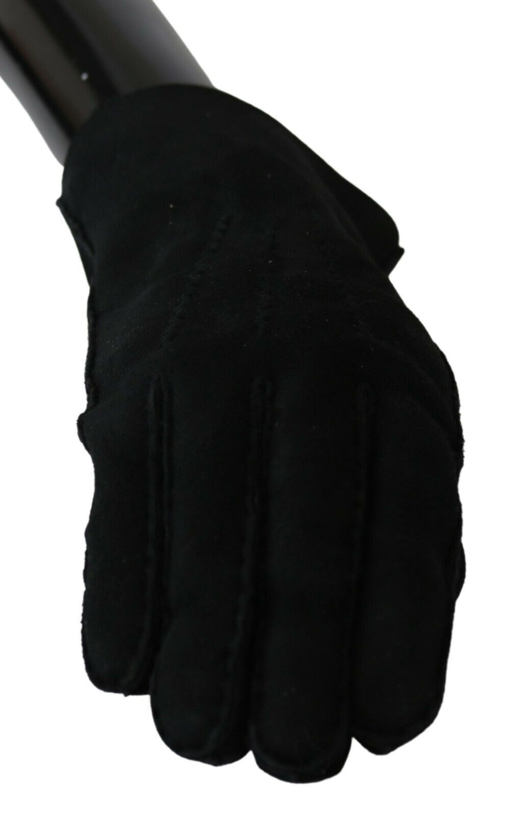Dolce & Gabbana Black Leather Motorcycle Biker Mittens Gloves-4