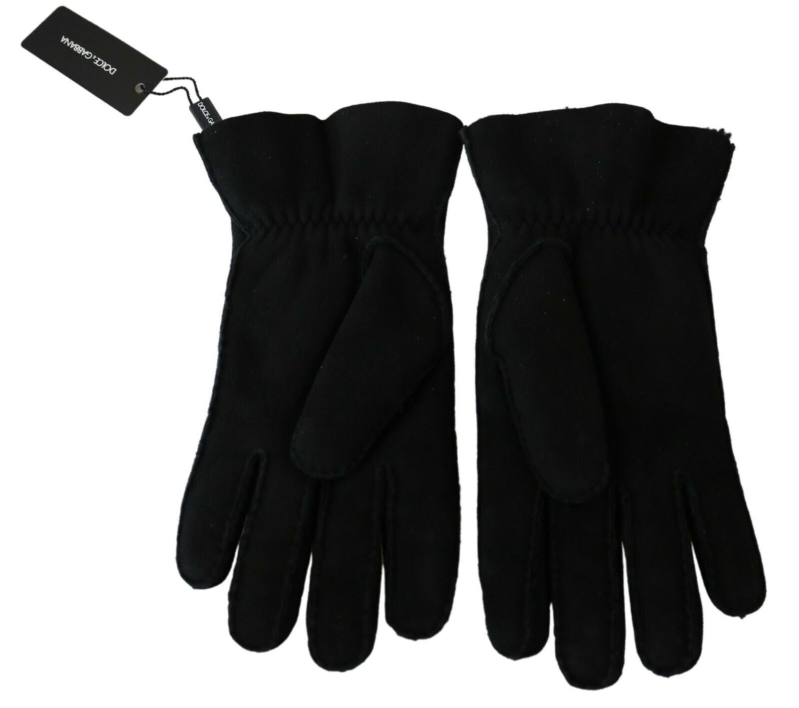 Dolce & Gabbana Black Leather Motorcycle Biker Mittens Gloves-5