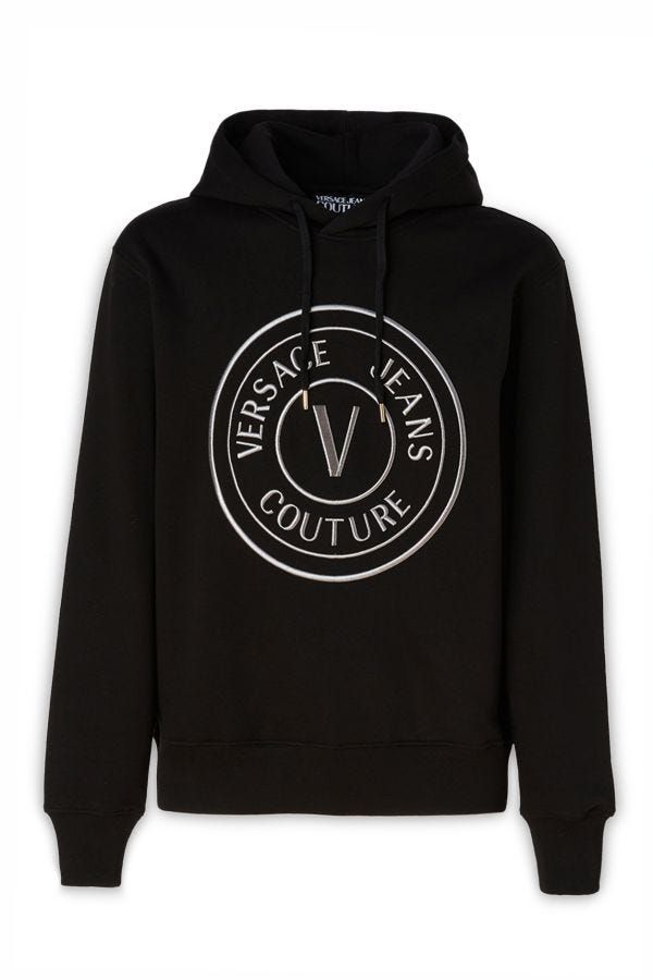 Versace Jeans Beautiful hooded sweatshirt in black cotton