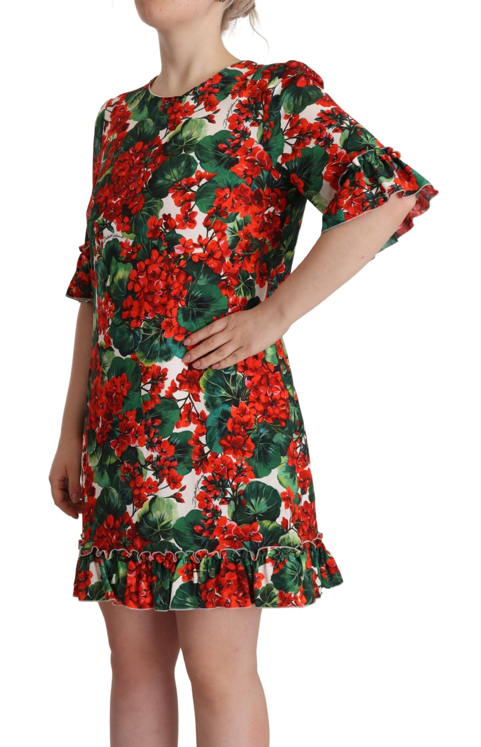 Dolce & Gabbana Multicolor Red Floral Sheath Dress-2