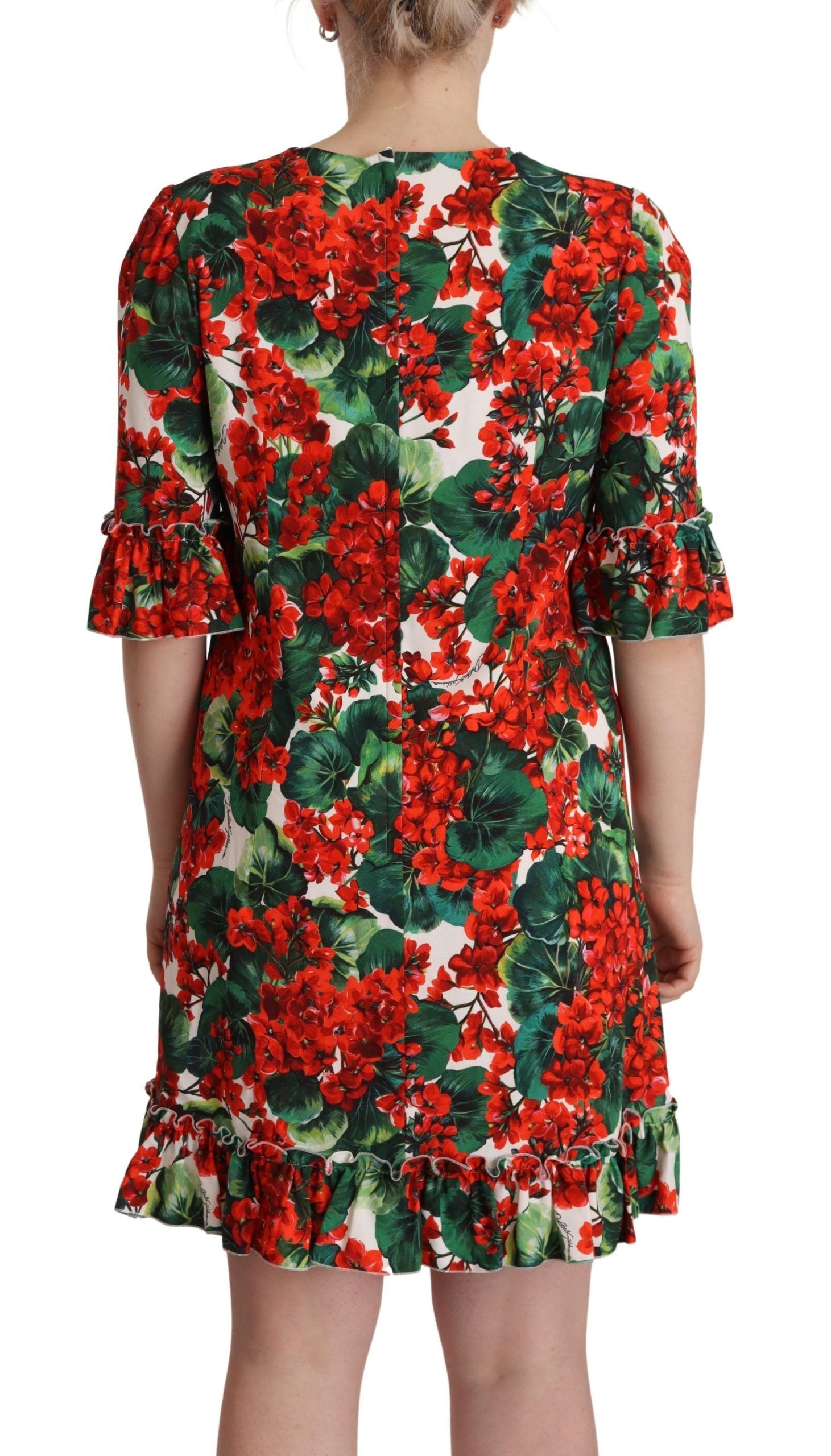 Dolce & Gabbana Multicolor Red Floral Sheath Dress-3