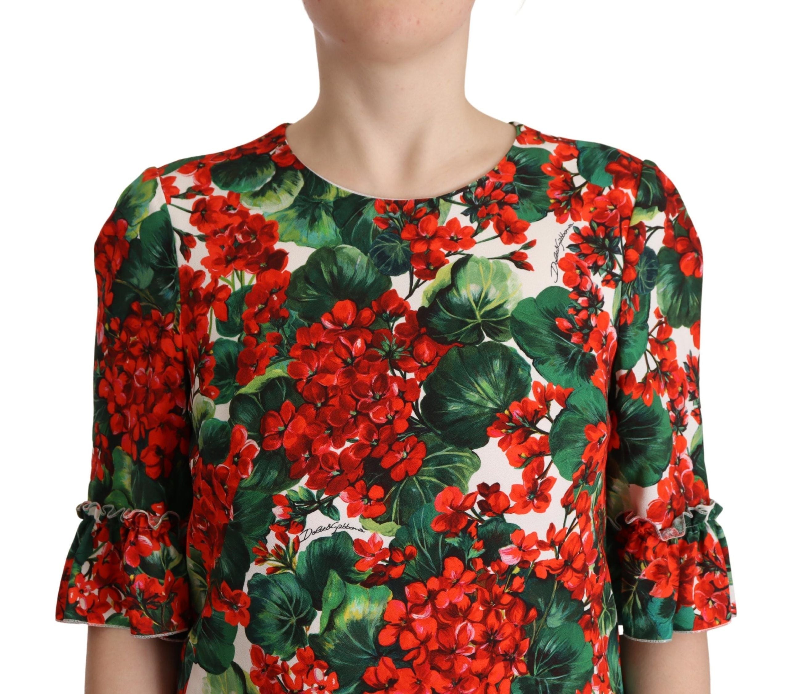 Dolce & Gabbana Multicolor Red Floral Sheath Dress-4