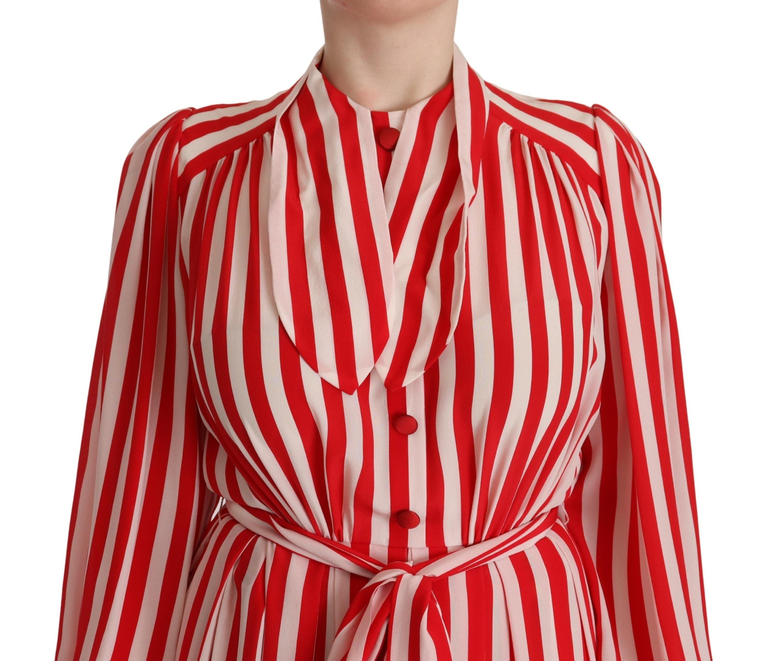 Vestido de corte A de seda blanca y roja de Dolce & Gabbana con vestido tubo-4