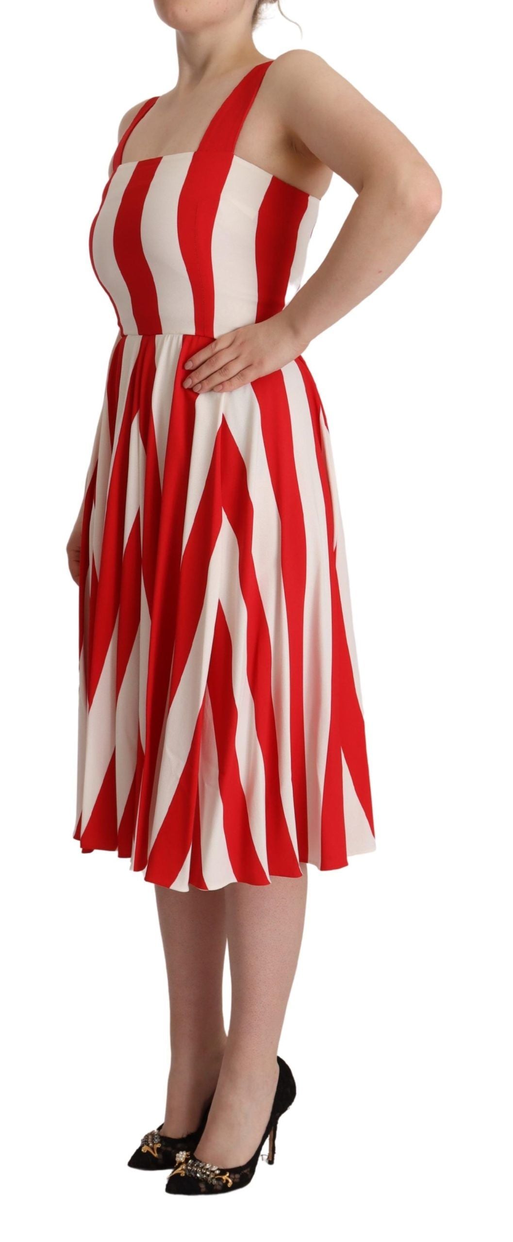 Dolce & Gabbana White and Red Stretch-Shift A-Line Dress-2