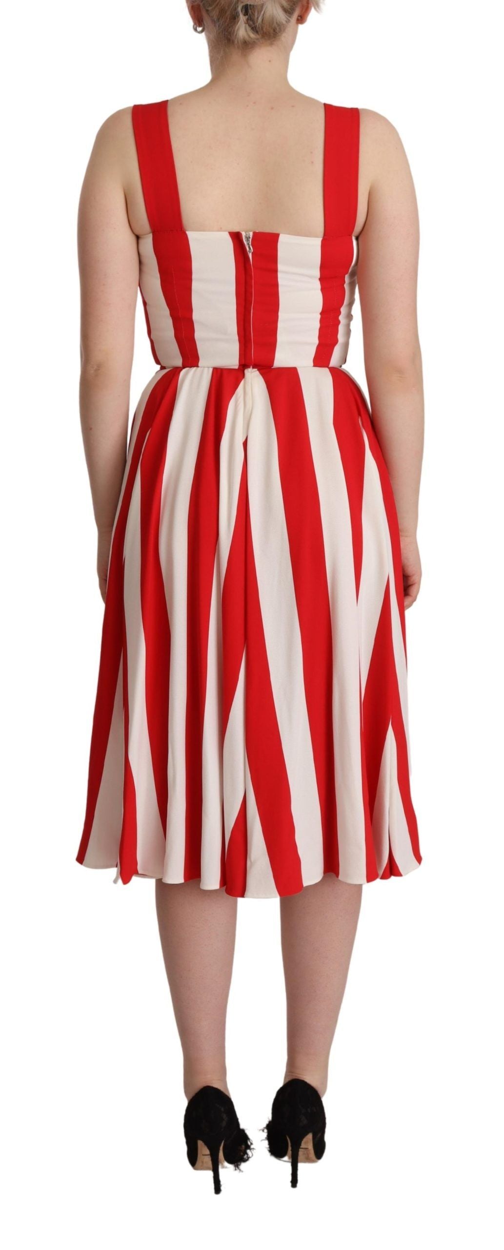 Dolce & Gabbana White and Red Stretch-Shift A-Line Dress-3
