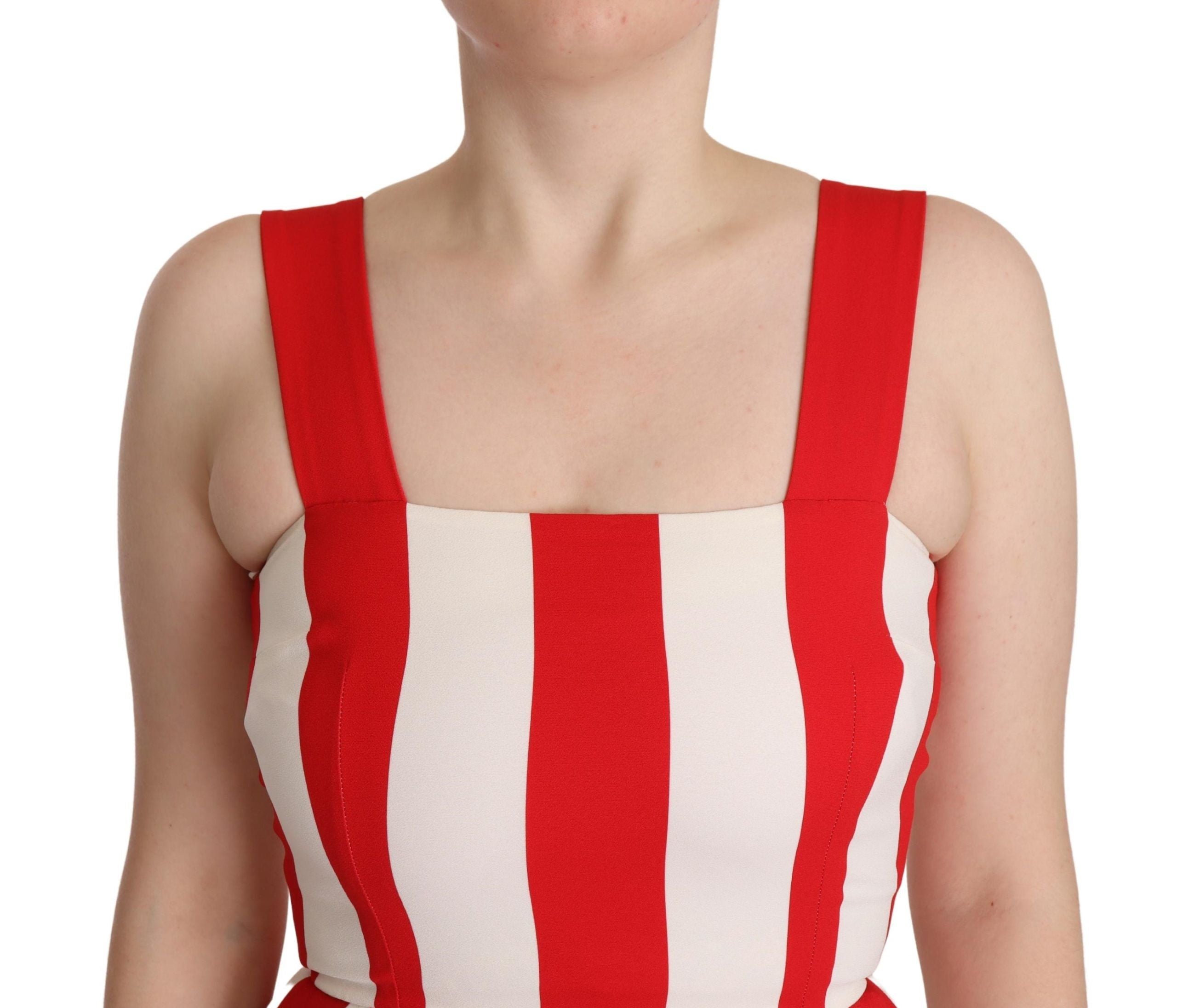 Dolce & Gabbana White and Red Stretch-Shift A-Line Dress-4