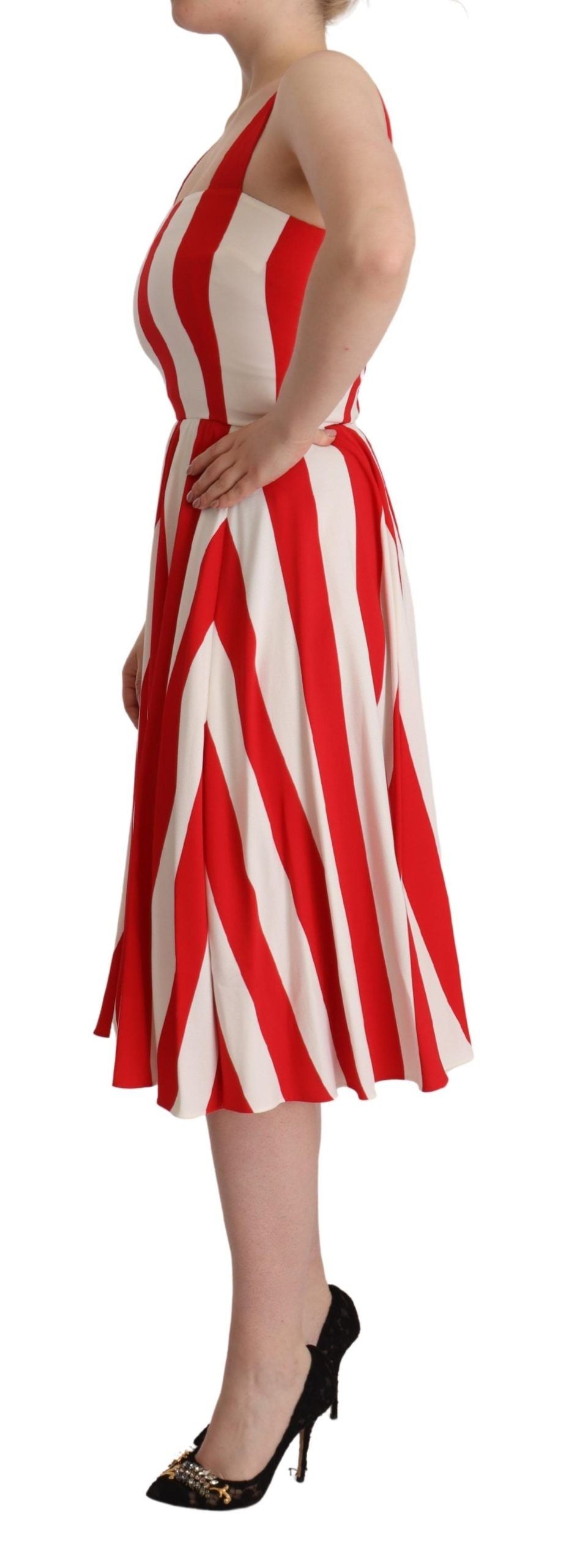 Dolce & Gabbana White and Red Stretch-Shift A-Line Dress-5