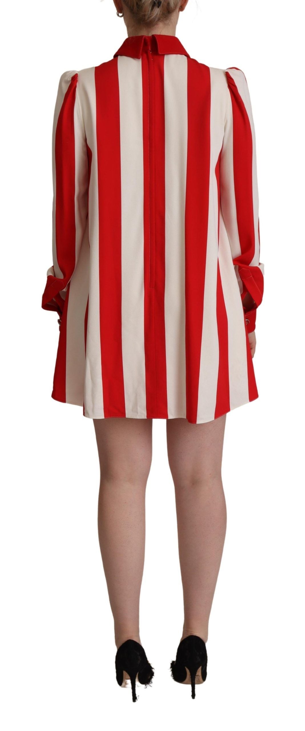 Dolce & Gabbana White and Red Stretch Mini Shirt Dress-3