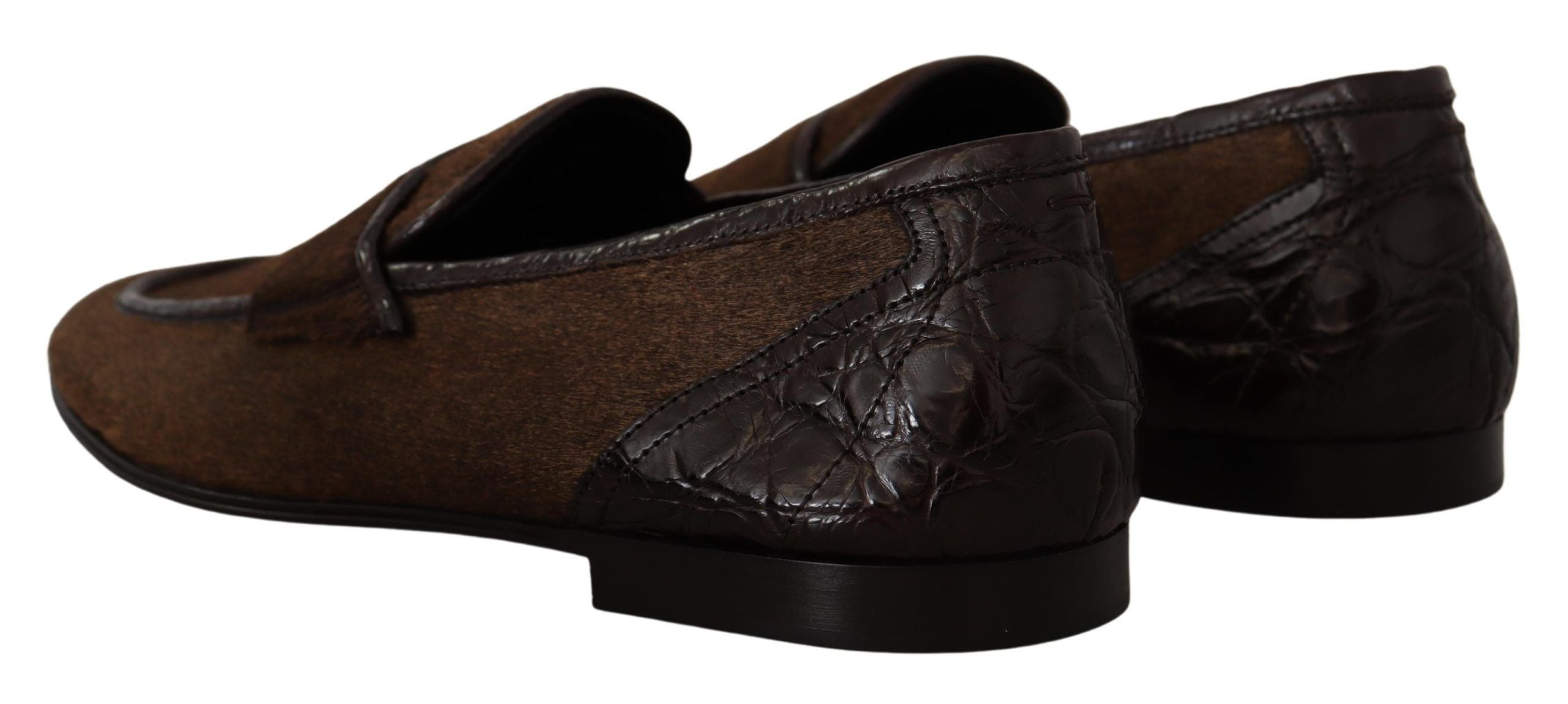 Dolce & Gabbana Shoes Dress Loafers Brown Leather Slip Shoes-6
