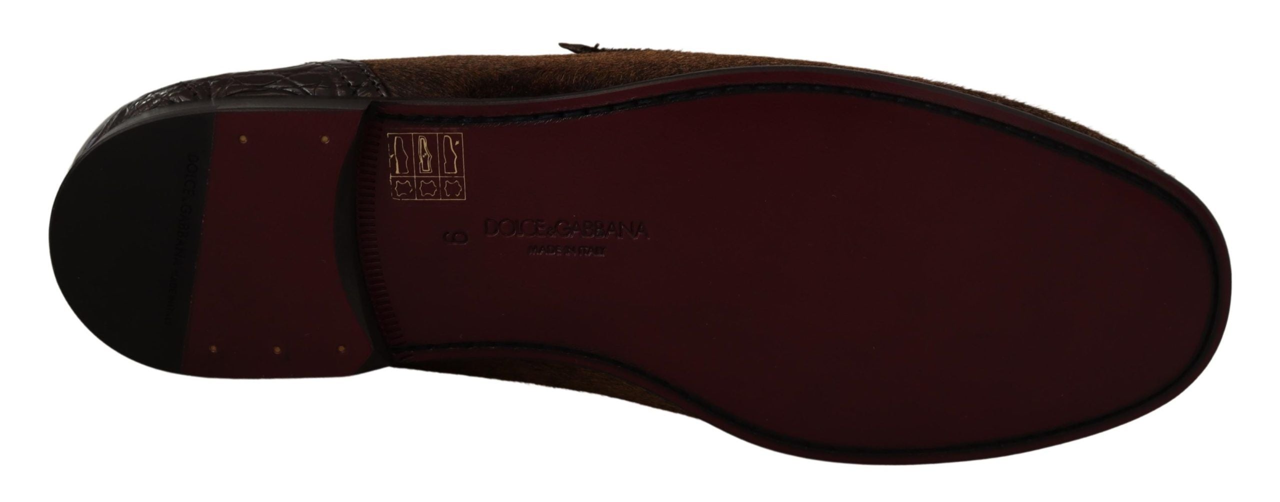 Dolce & Gabbana Shoes Dress Loafers Brown Leather Slip Shoes-4