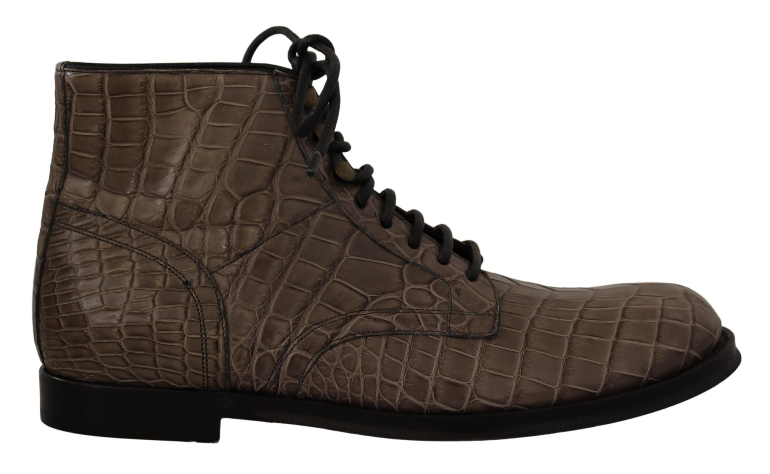 Dolce & Gabbana Grey Derby Boots in Crocodile Leather