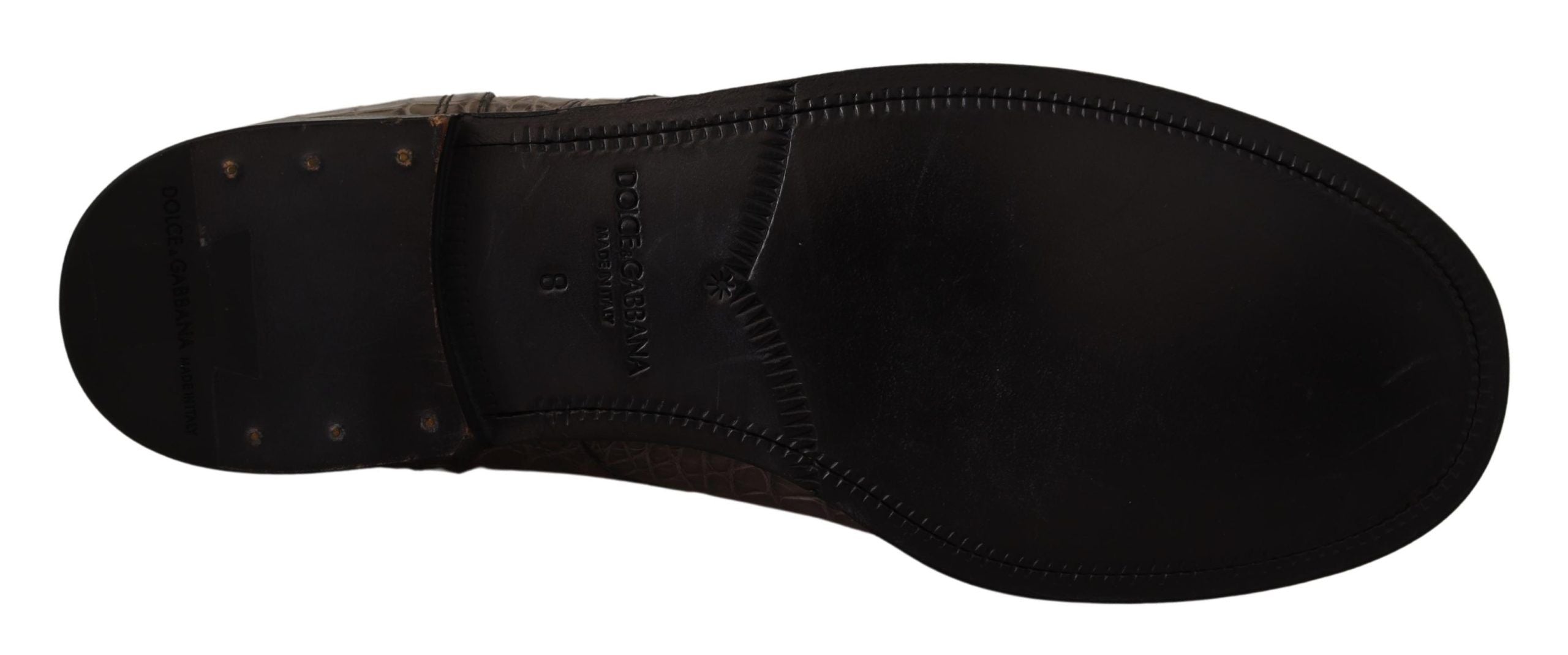 Dolce & Gabbana Grey Derby Boots in Crocodile Leather-5