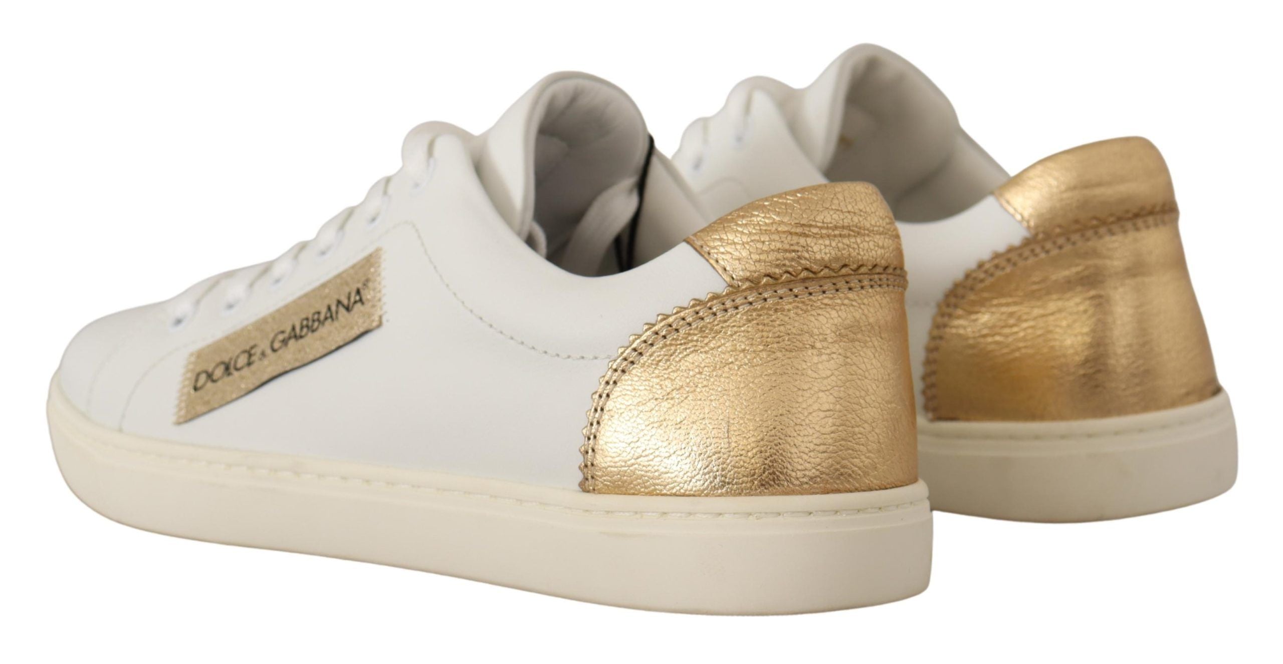 Zapatillas bajas de piel en oro blanco de Dolce & Gabbana-2