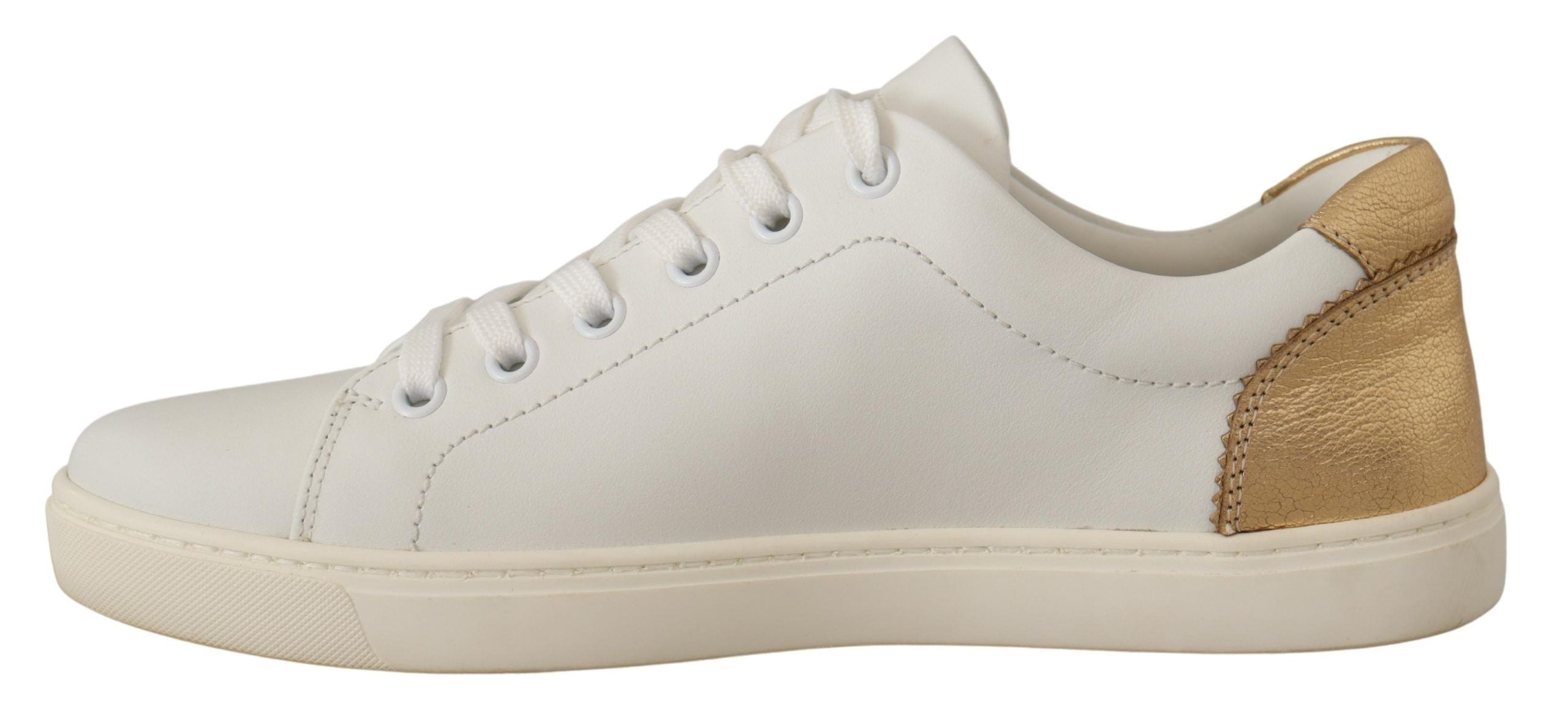 Zapatillas bajas de piel en oro blanco de Dolce & Gabbana-3
