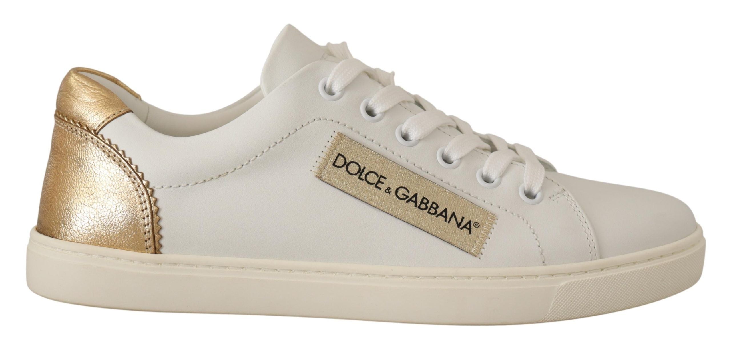 Zapatillas bajas de piel en oro blanco de Dolce & Gabbana-1