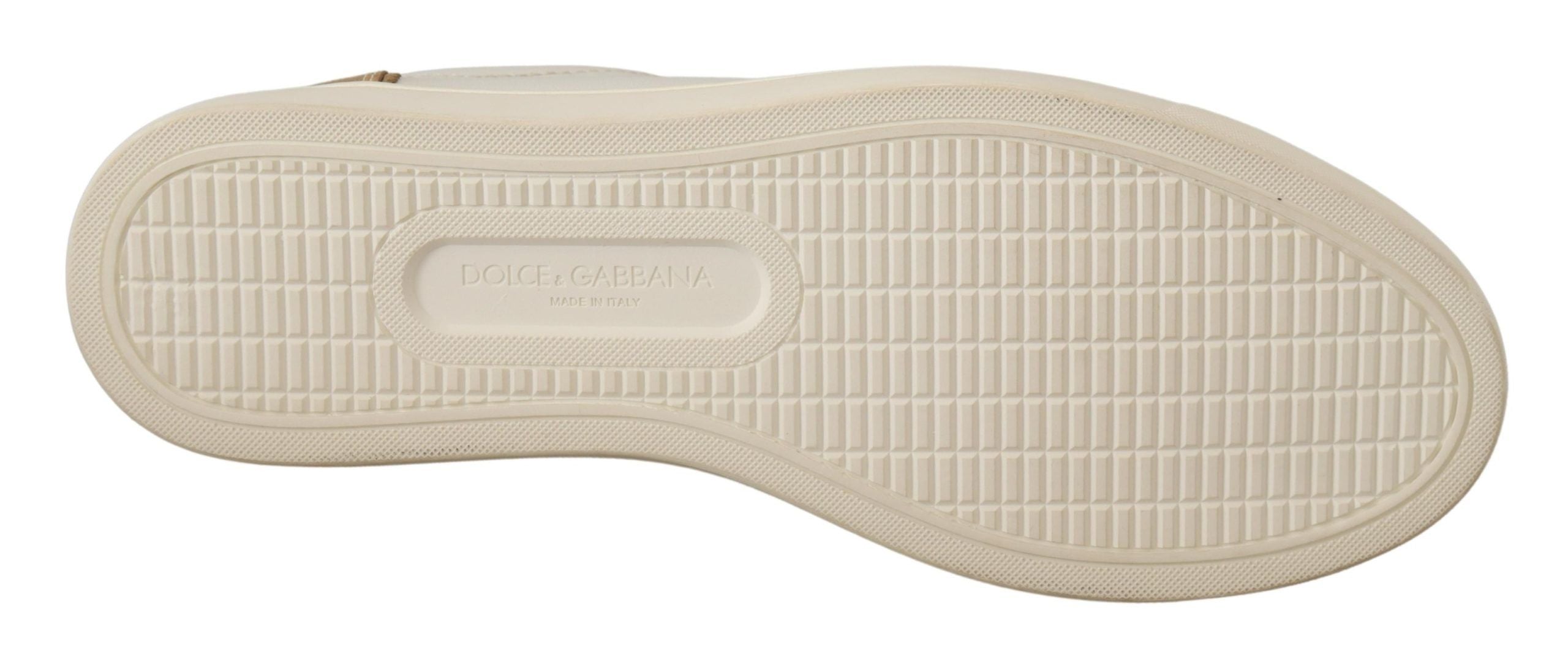 Zapatillas bajas de piel en oro blanco de Dolce & Gabbana-4