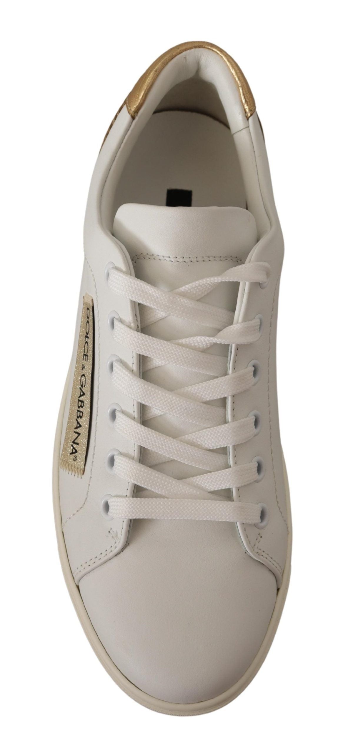Zapatillas bajas de piel en oro blanco de Dolce & Gabbana-5
