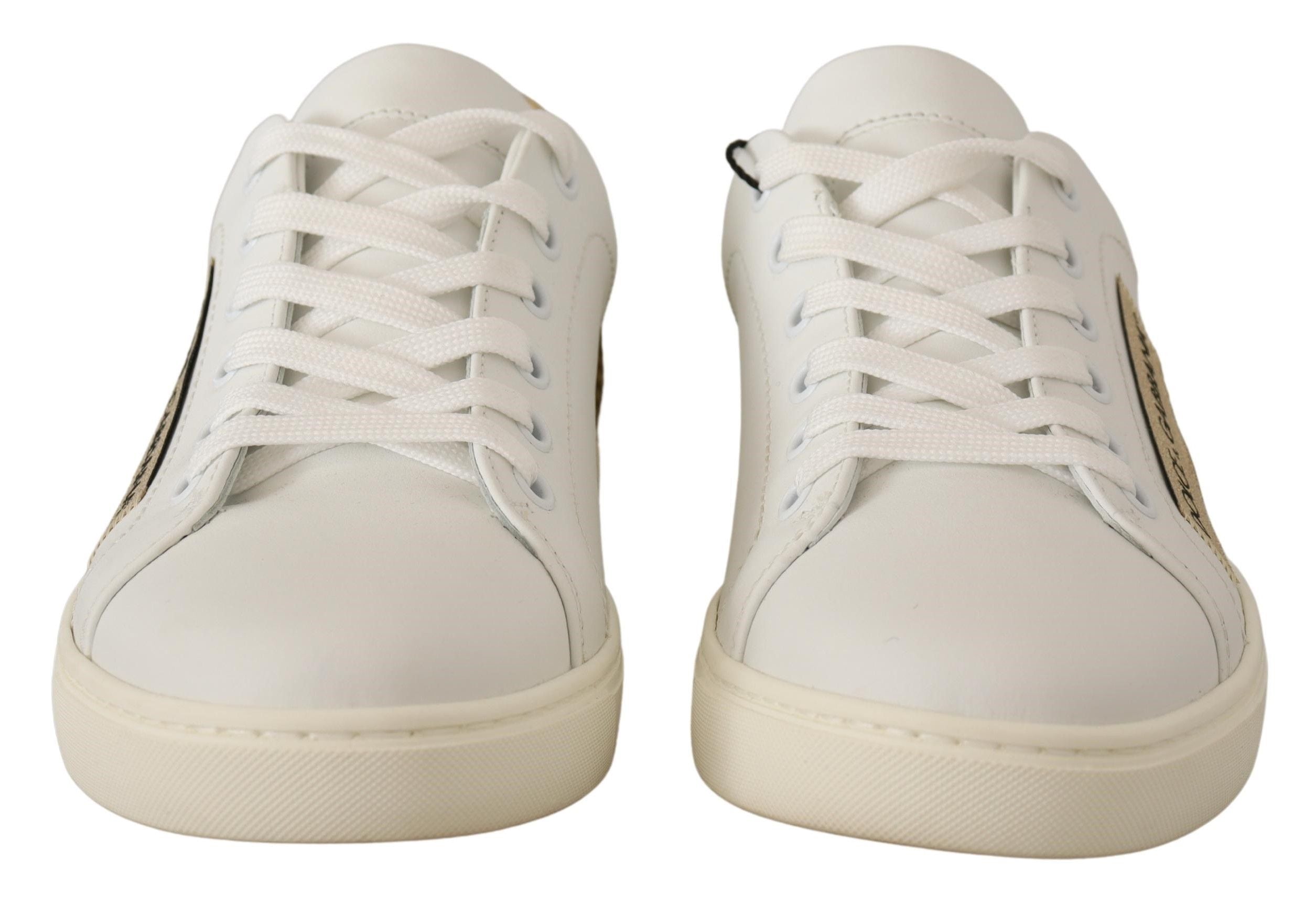 Zapatillas bajas de piel en oro blanco de Dolce & Gabbana-6