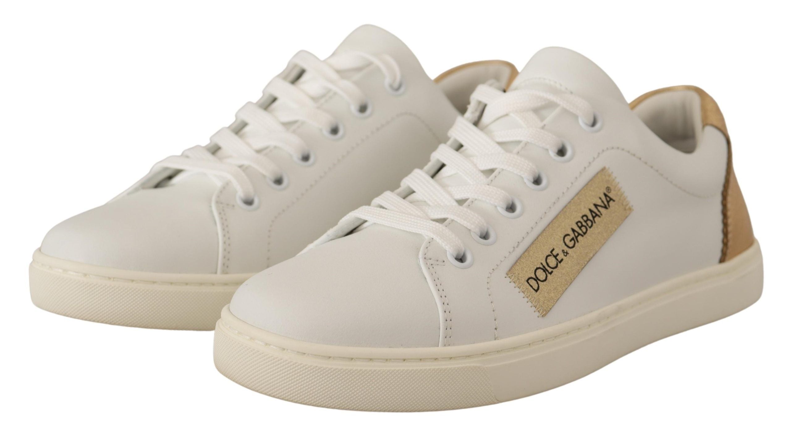 Zapatillas bajas de piel en oro blanco de Dolce & Gabbana-7