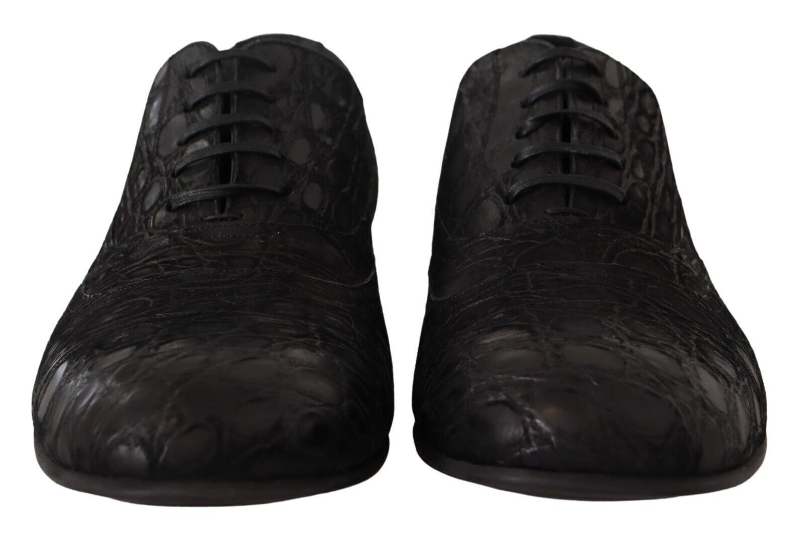 Dolce & Gabbana Black Caiman Leather Men's Oxford Shoes-2