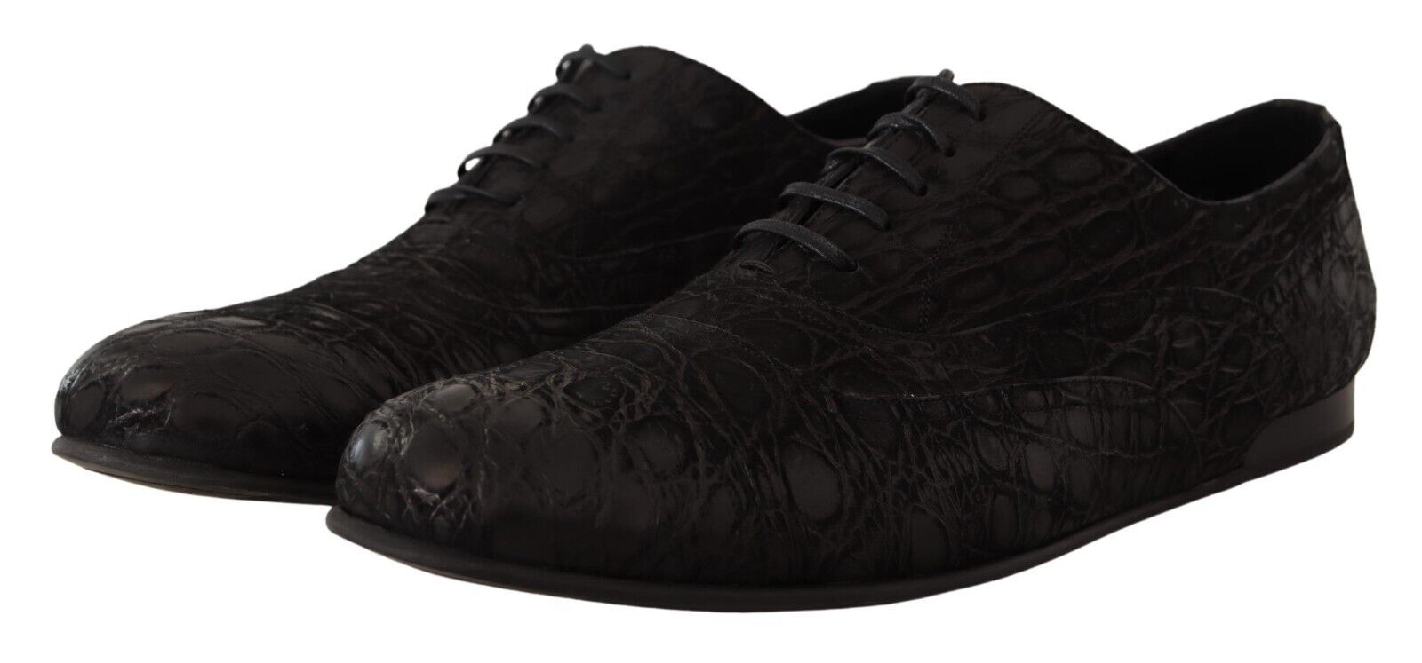 Dolce & Gabbana Black Caiman Leather Men's Oxford Shoes-3
