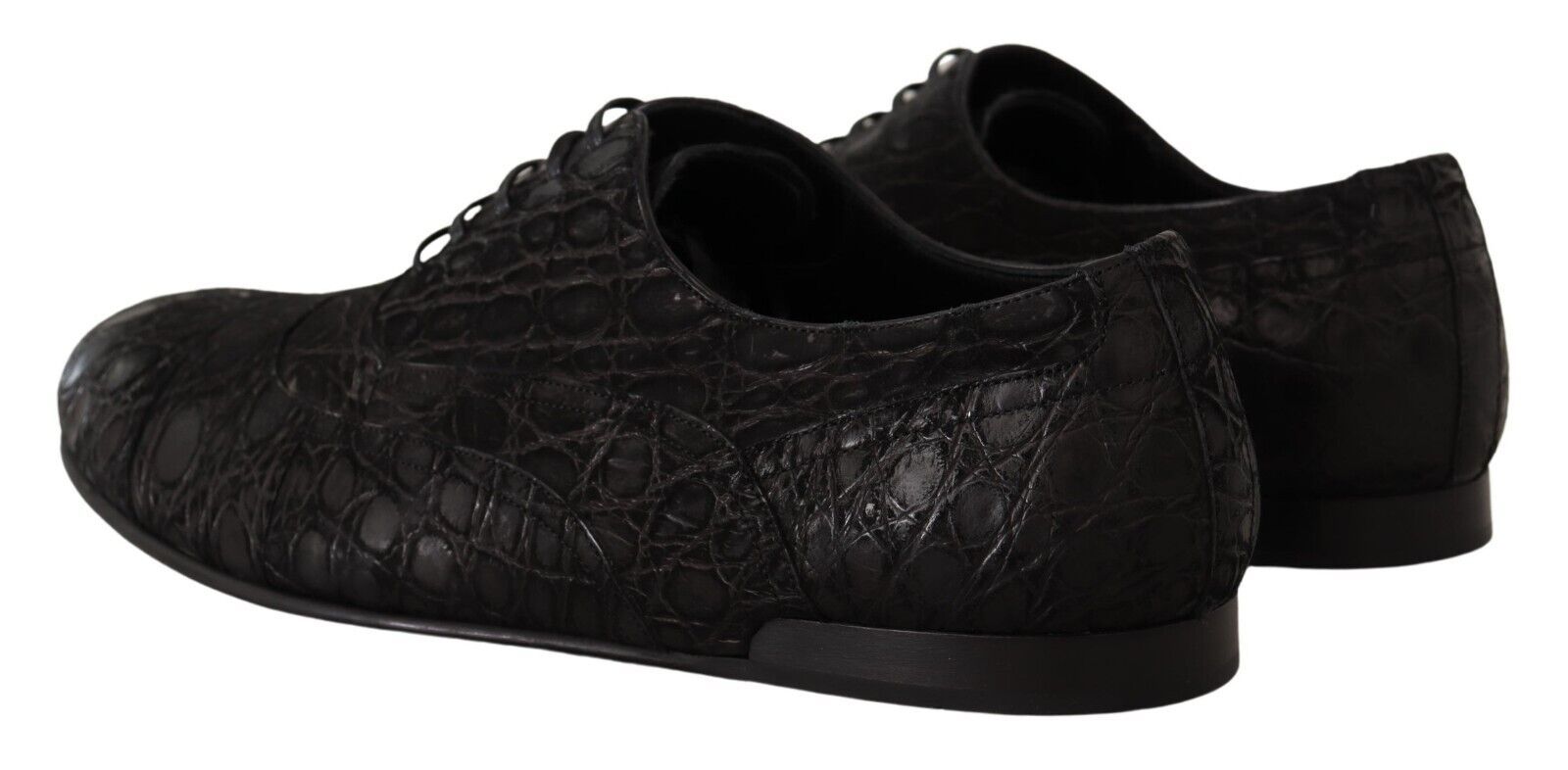 Dolce & Gabbana Black Caiman Leather Men's Oxford Shoes-4